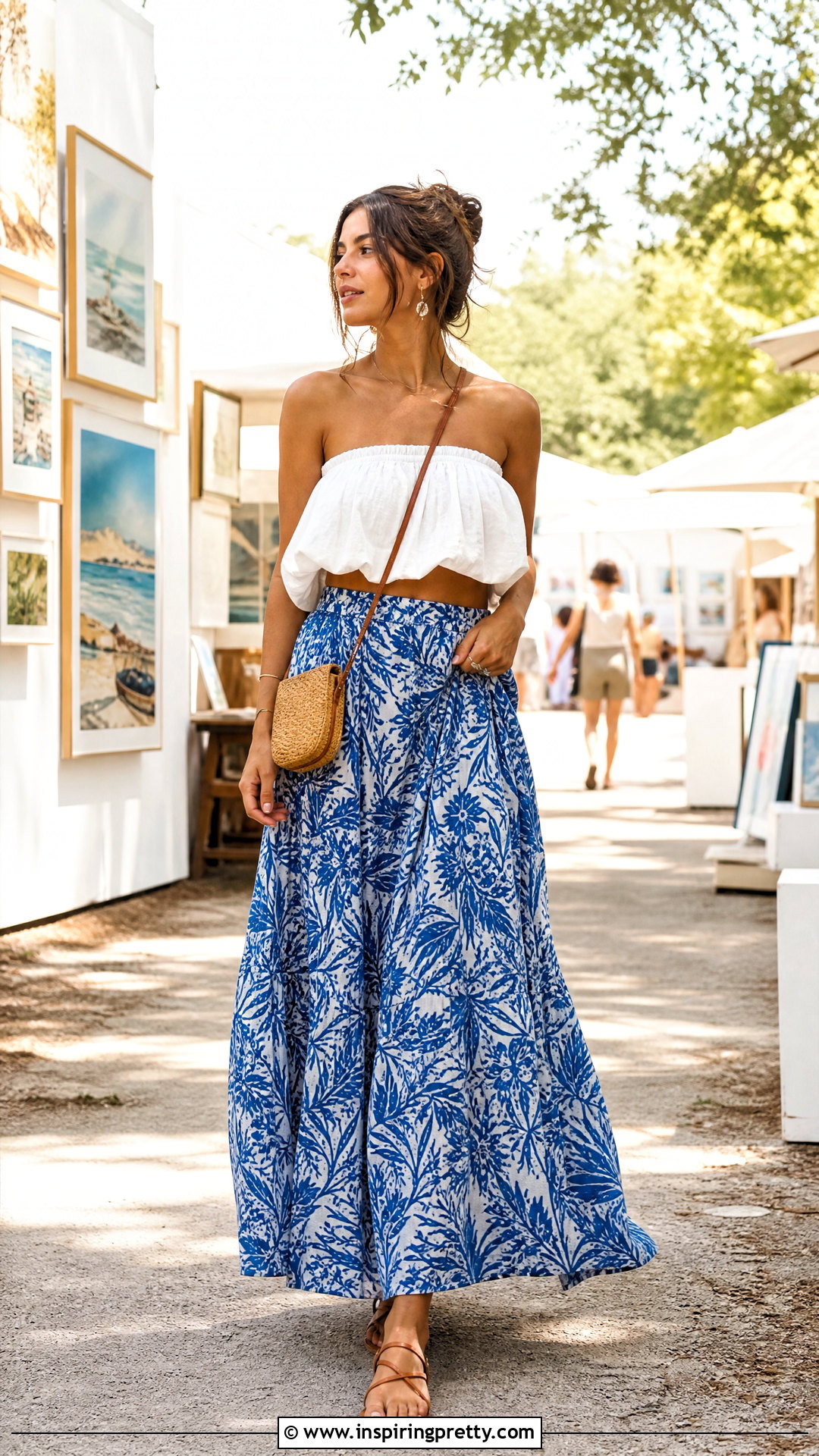 Bubble Top With Flowy Maxi Skirt - 50 bubble top outfit ideas