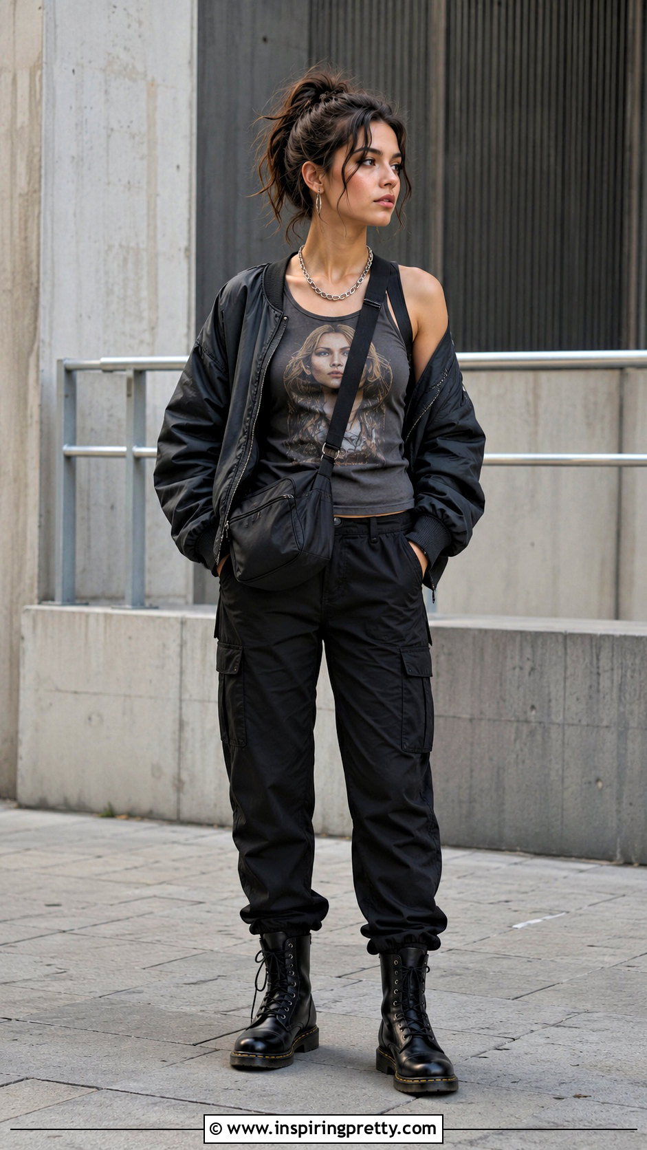 Buffy Tank Top With Black Cargo Pants And Combat Boots - 20 Buffy Tank Top outfit ideas
