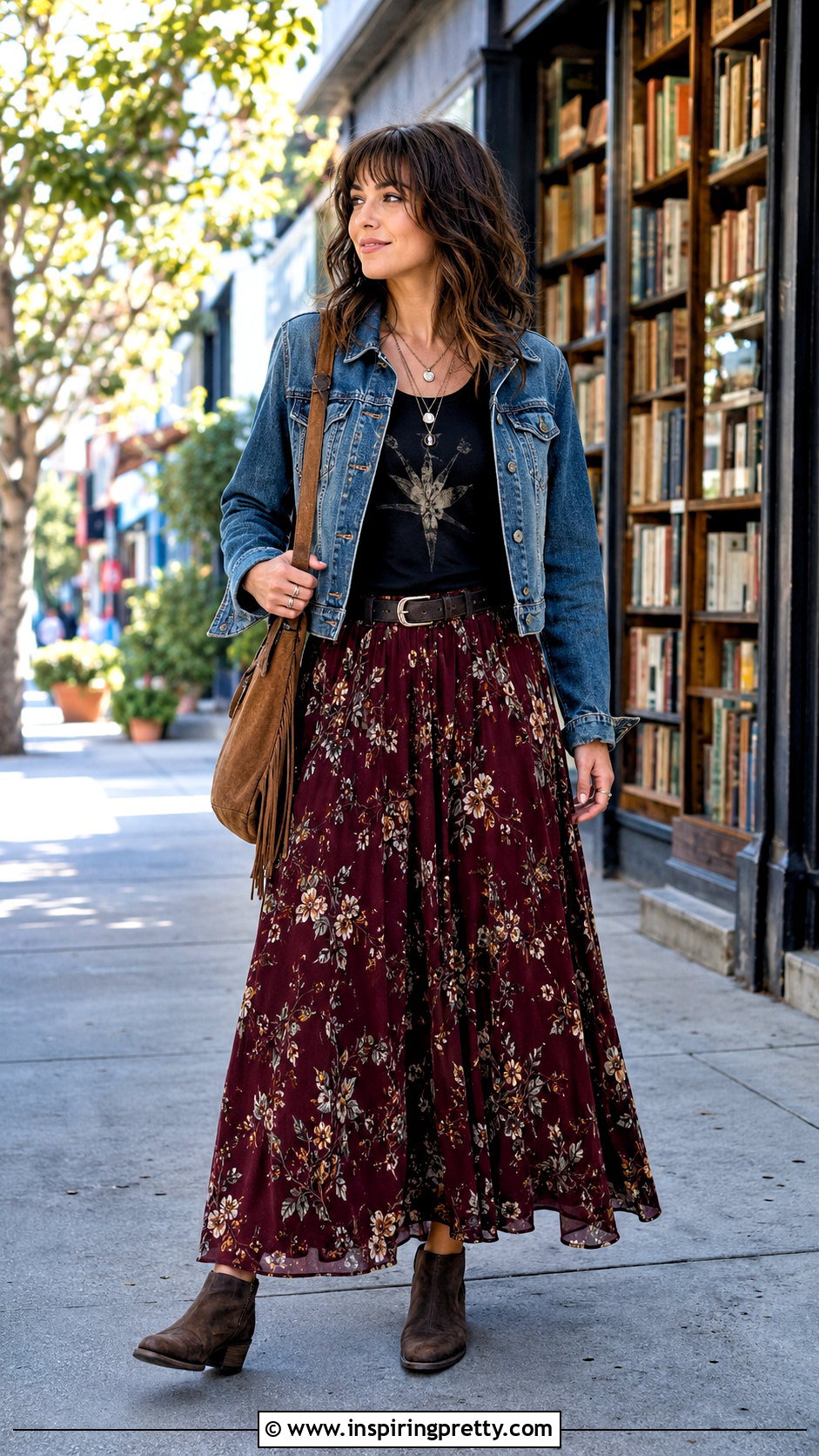 Buffy Tank Top With Floral Maxi Skirt And Ankle Boots - 20 Buffy Tank Top outfit ideas
