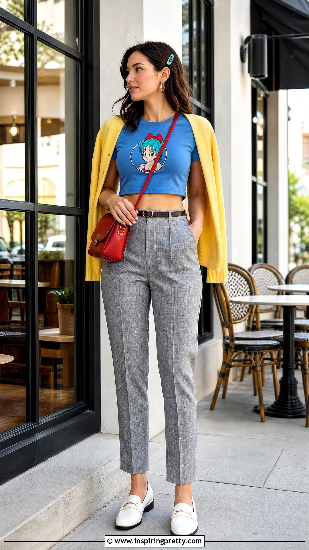 Bulma Crop Top With Plaid Pants - 20 bulma crop top outfit ideas