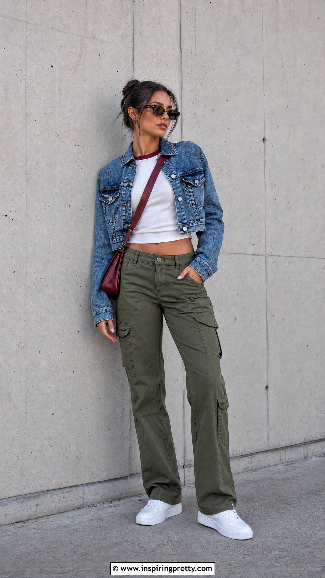 Burgundy And White T Shirt With Cargo Pants - 25 burgundy and white top outfit ideas