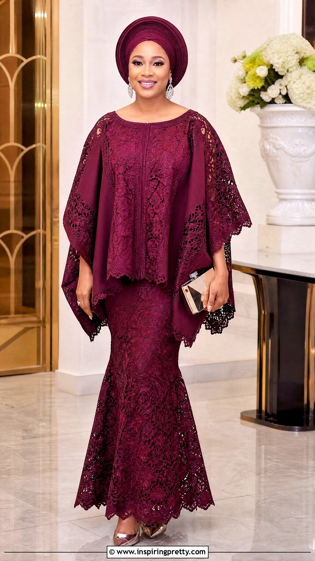 Burgundy Bubu Top And Lace Skirt Outfit - 50 bubu top and skirt outfits