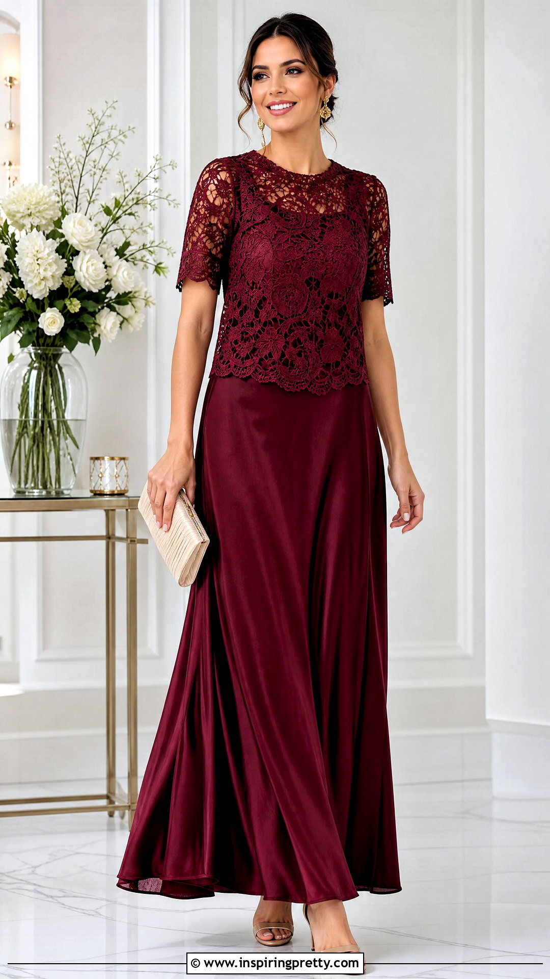 Burgundy Crochet Lace Top With Burgundy Maxi Skirt - 20 Crochet Lace Top In Burgundy outfit ideas