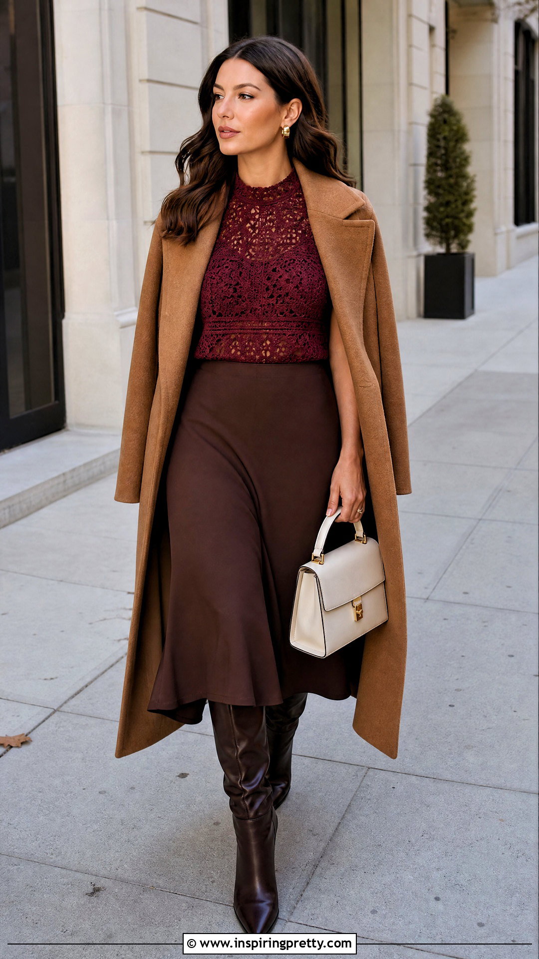 Burgundy Crochet Lace Top With Chocolate Brown Skirt - 20 Crochet Lace Top In Burgundy outfit ideas