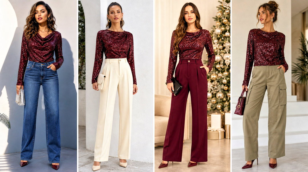 25 Burgundy Glitter Top Outfit Ideas for Festive Party Looks