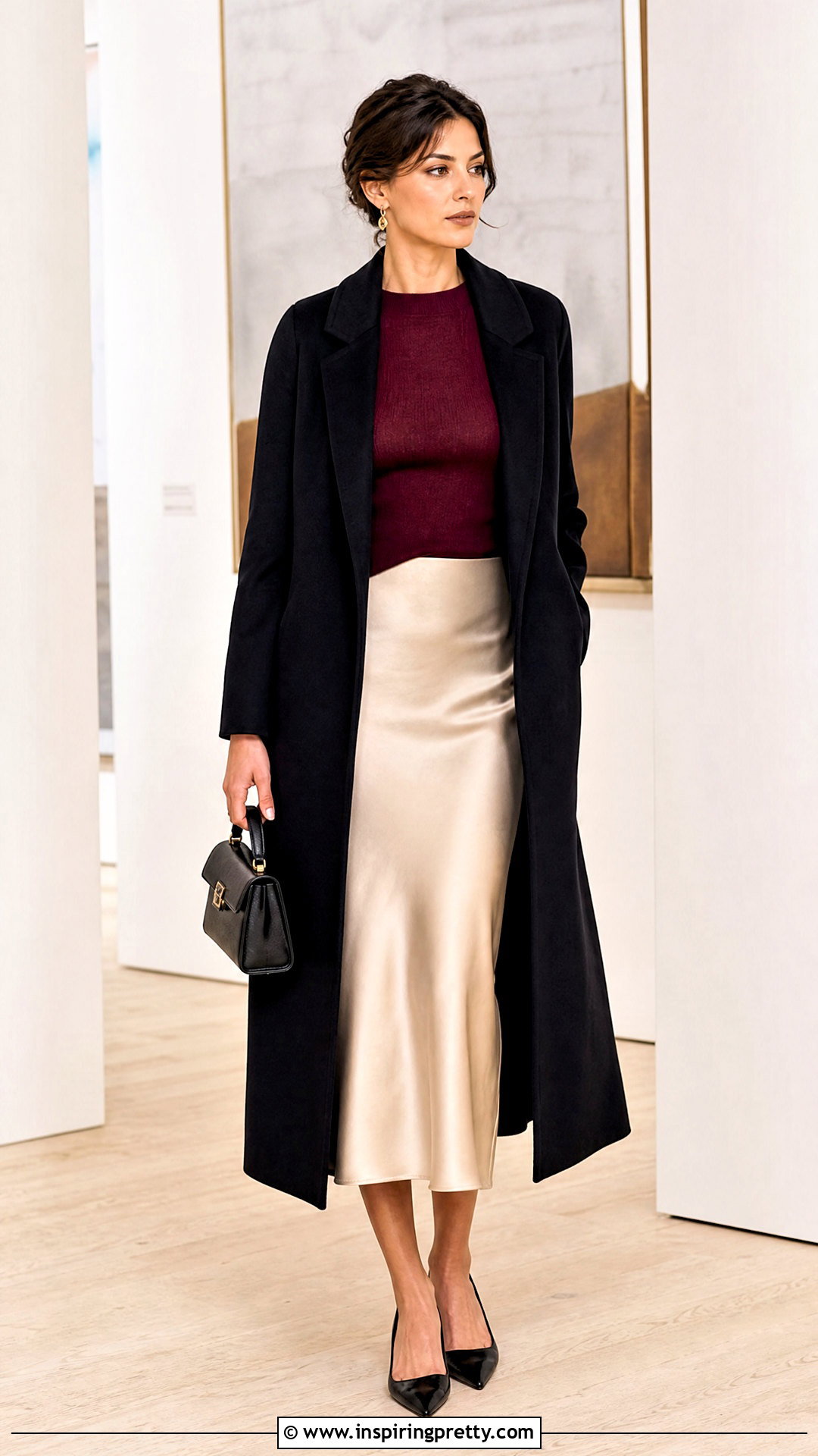 Burgundy Knit Top With Satin Skirt - 50 burgundy top outfit ideas