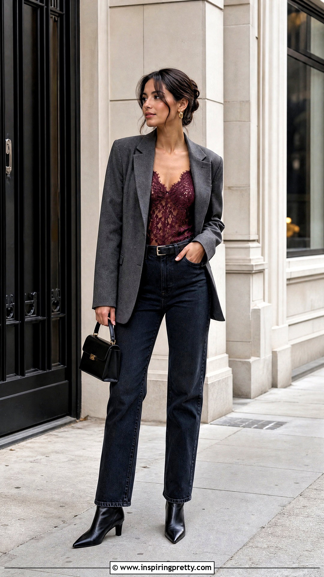 Burgundy Lace Cami Top Outfit - 50 lace cami top outfit ideas
