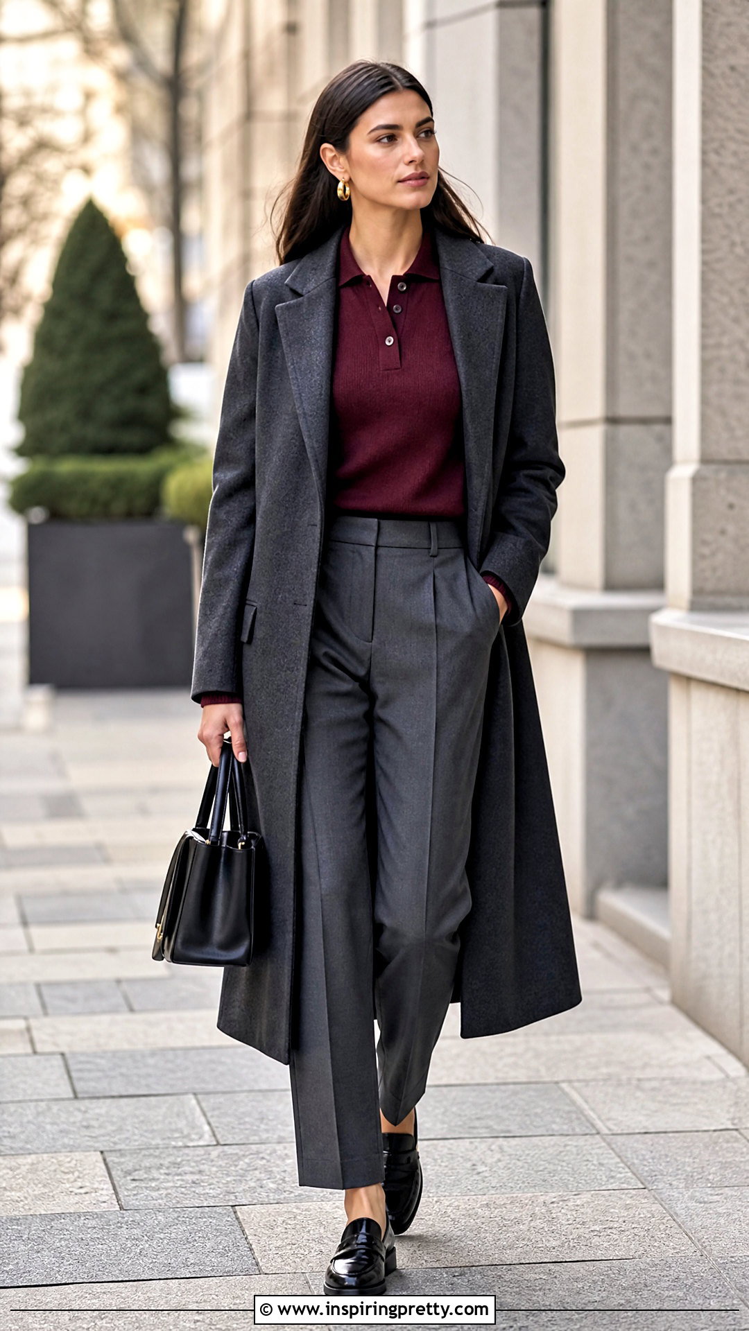 Burgundy Polo Sweater Outfit - 50 winter tops aesthetics