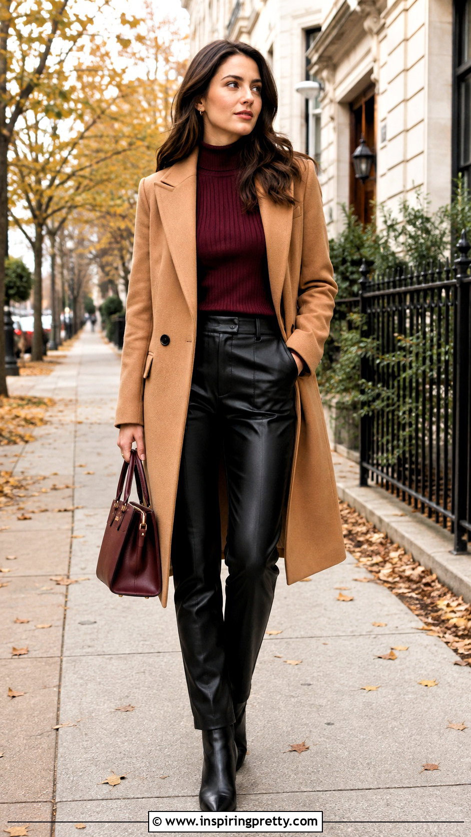 Burgundy Sweater With Black Leather Pants And Ankle Boots - what top to wear with black leather pants (25 ways)