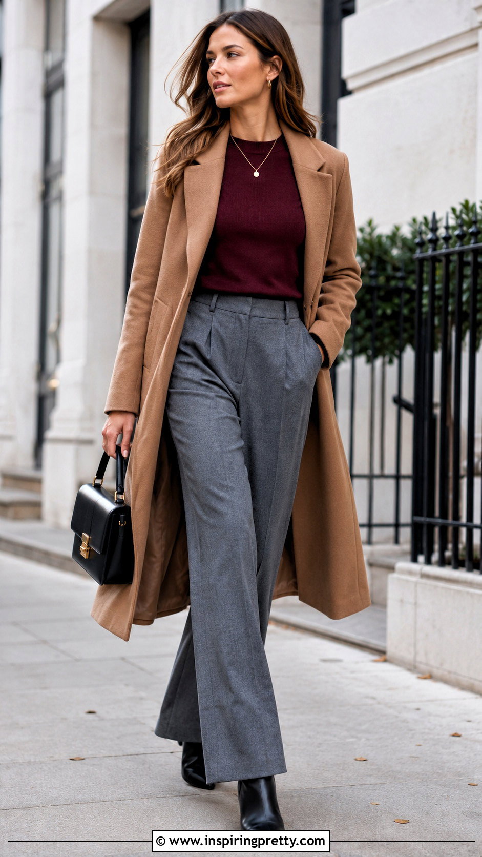 Burgundy Sweater With Grey Pants - what top goes with grey pants (20 ways)