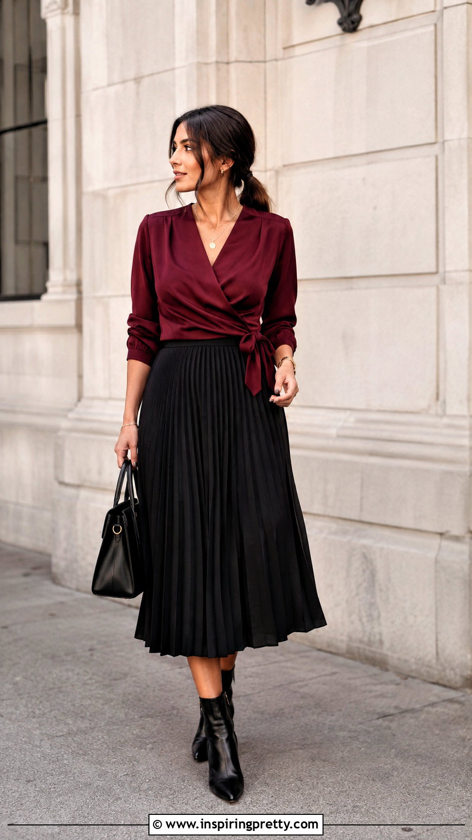 Burgundy Top With Black Skirt - What Color Top Goes With Black Skirt (25 Ways)