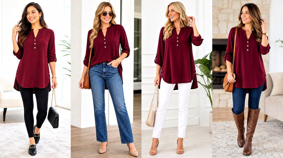20 Burgundy Tunic Top Outfit Ideas for Polished Fall Style