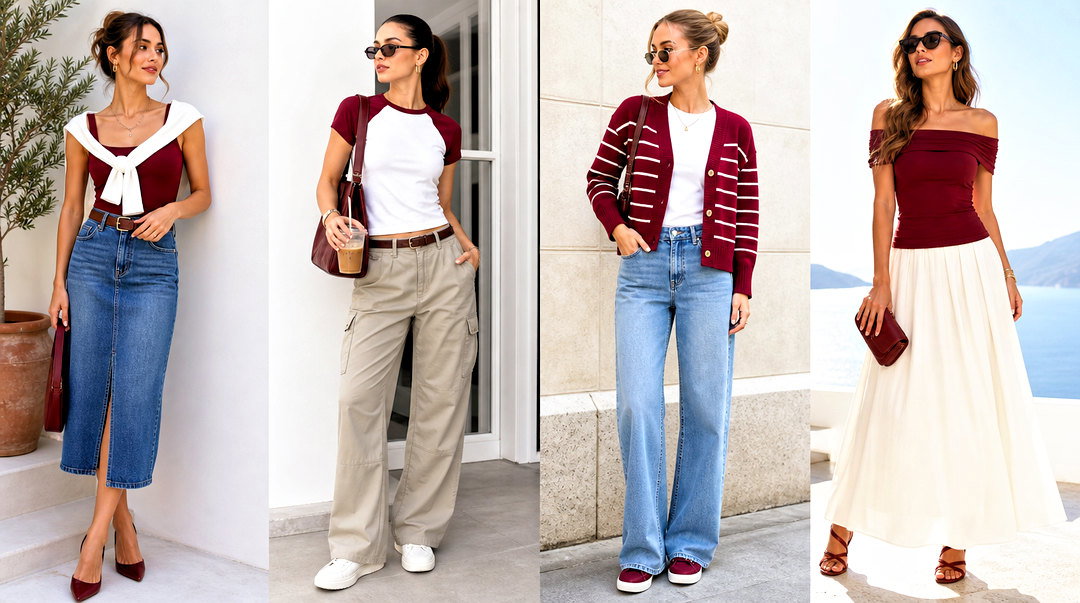 25 Burgundy and White Top Outfit Ideas for Polished Style