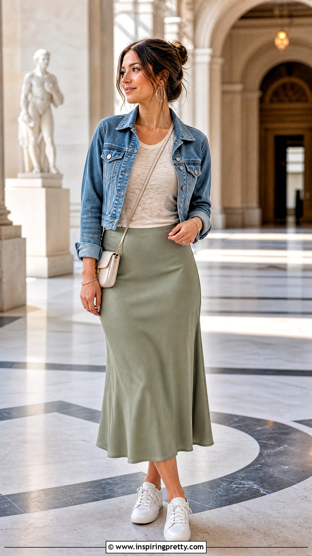 Burnout Tank Top With Midi Skirt And Denim Jacket - 20 Burnout Tank Top outfit ideas