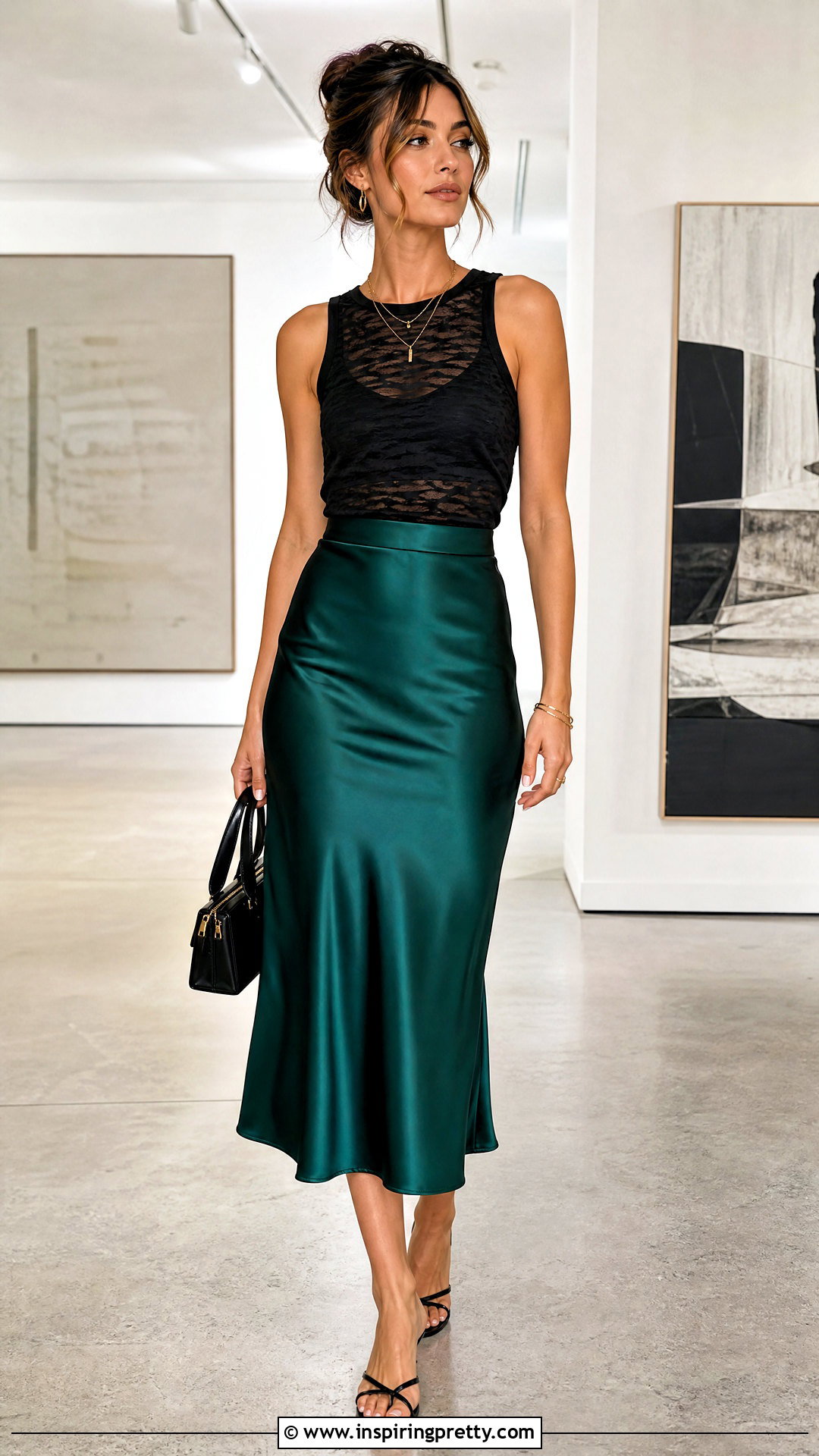Burnout Tank Top With Satin Midi Skirt - 20 Burnout Tank Top outfit ideas