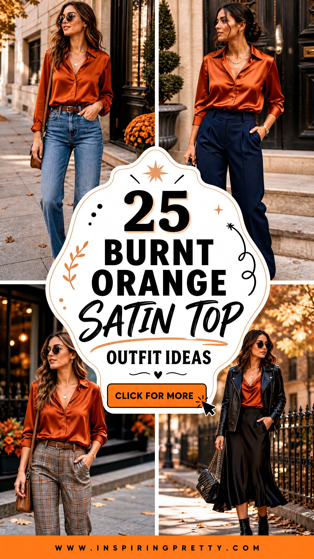 25 Burnt Orange Satin Top Outfit Ideas for Chic Fall Style - 25 Burnt Orange Satin Top Outfit Ideas for Chic Fall Style