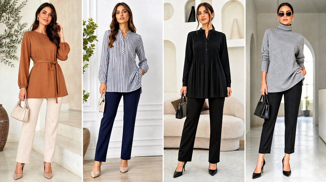 20 Business Casual Tunic Tops Outfit Ideas for Chic Workdays