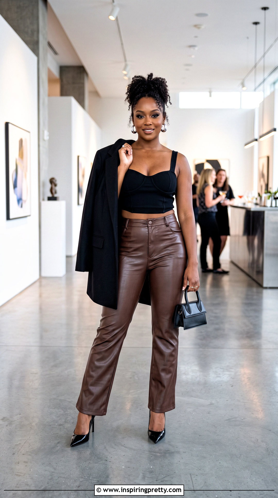 Bustier Crop Top With Leather Pants And Heels - 20 bustier crop top outfits