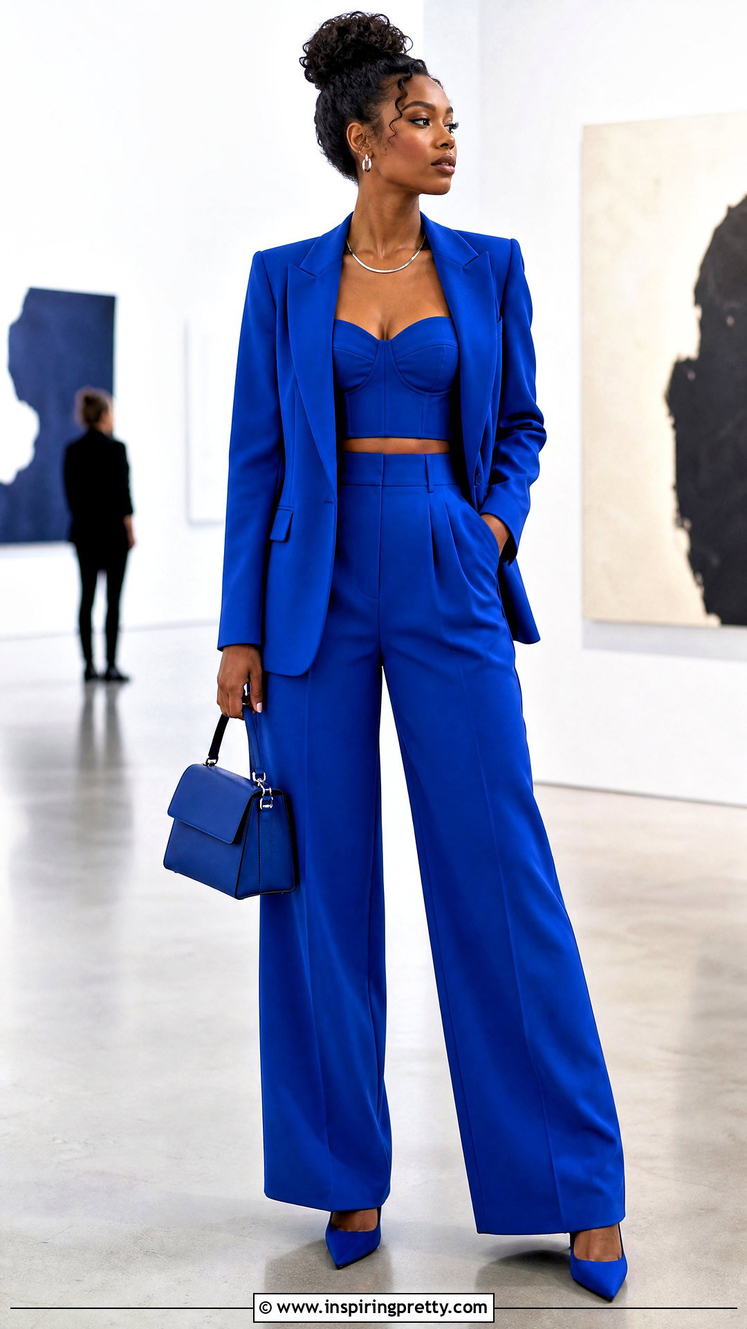 Bustier Crop Top With Matching Blazer And Trousers - 20 bustier crop top outfits