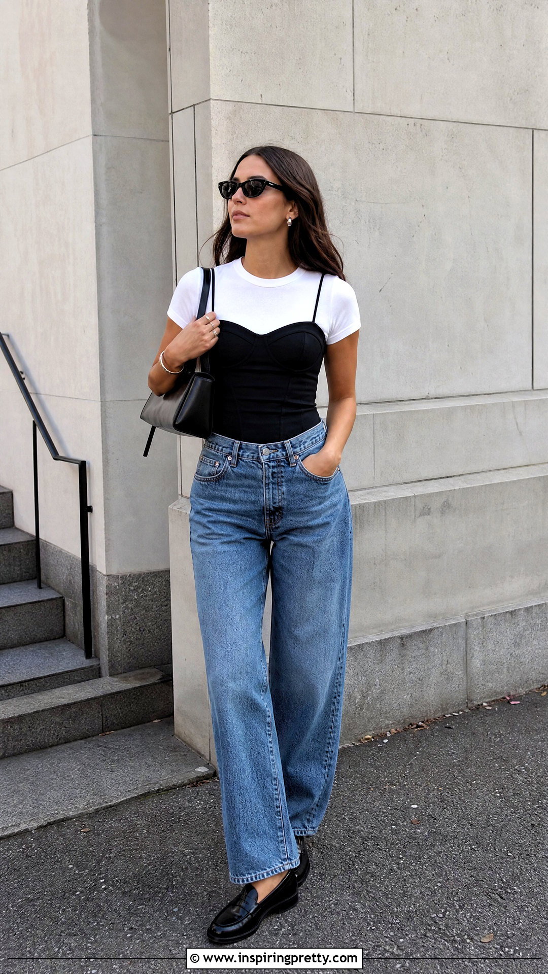 Bustier Tank Top Over White T Shirt With Jeans - 25 bustier tank top outfit ideas