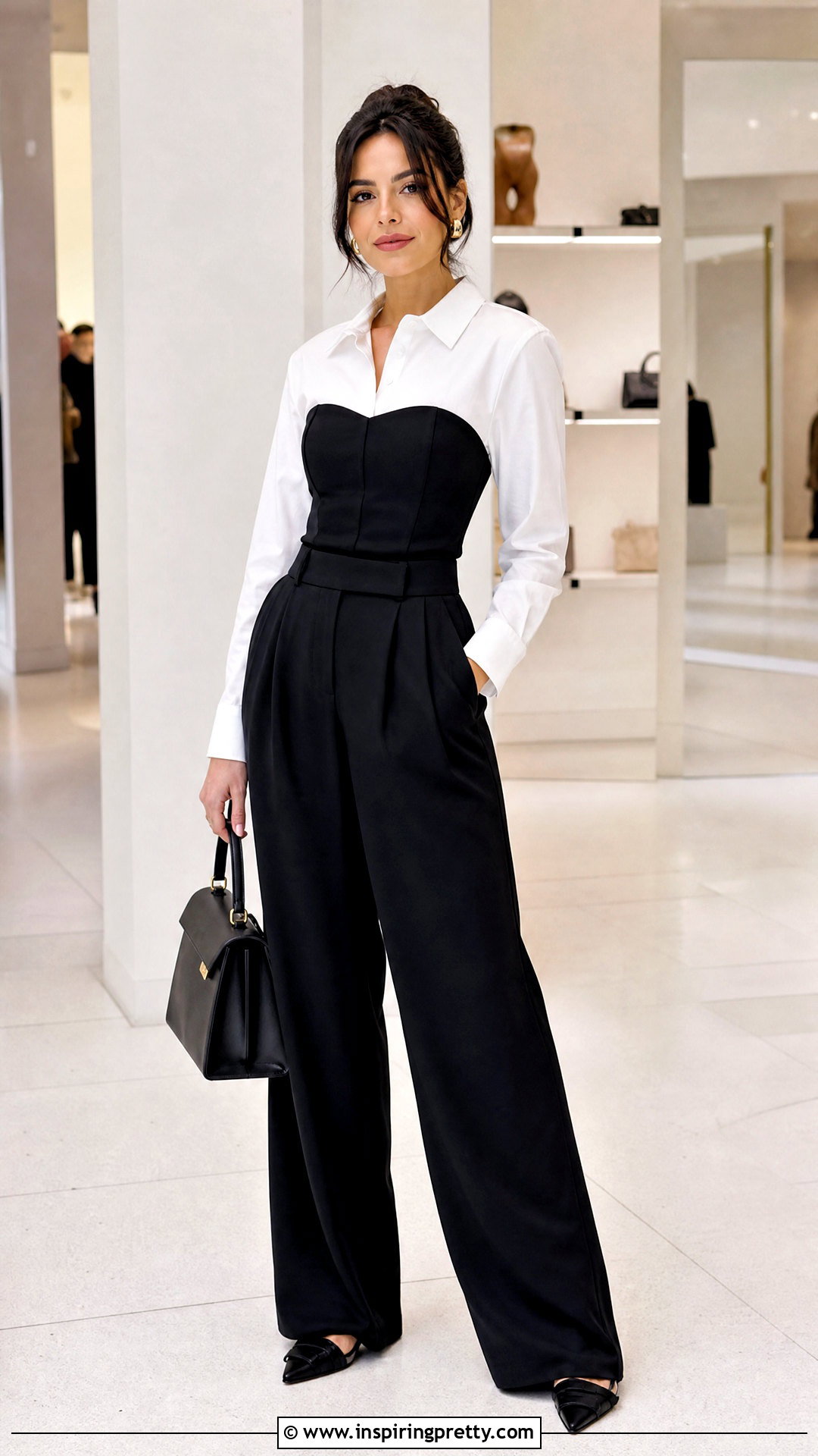 Bustier Top Over Button Down Shirt Outfit - 50 layering tops outfit ideas