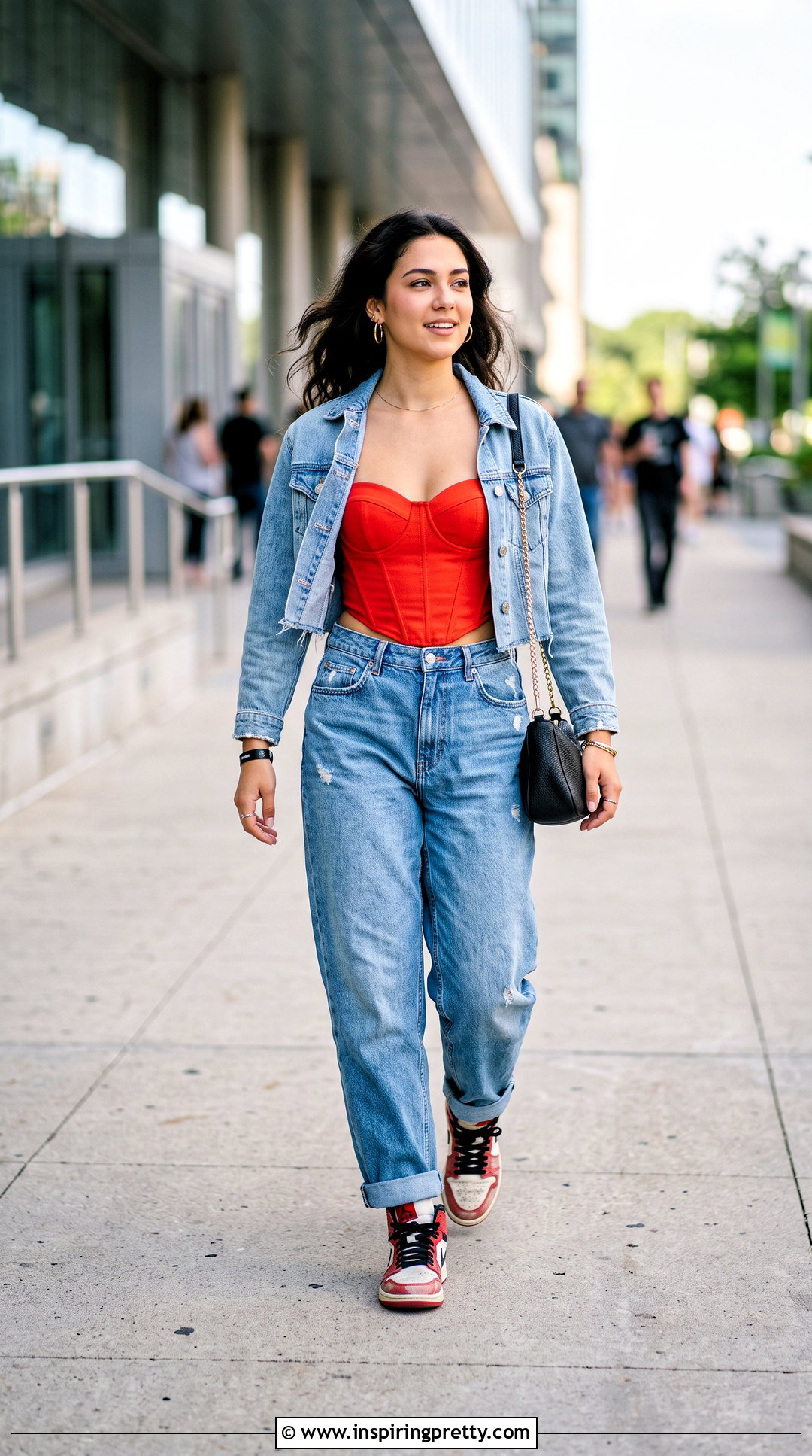 Bustier Top With Baggy Jeans - 50 bustier top outfits
