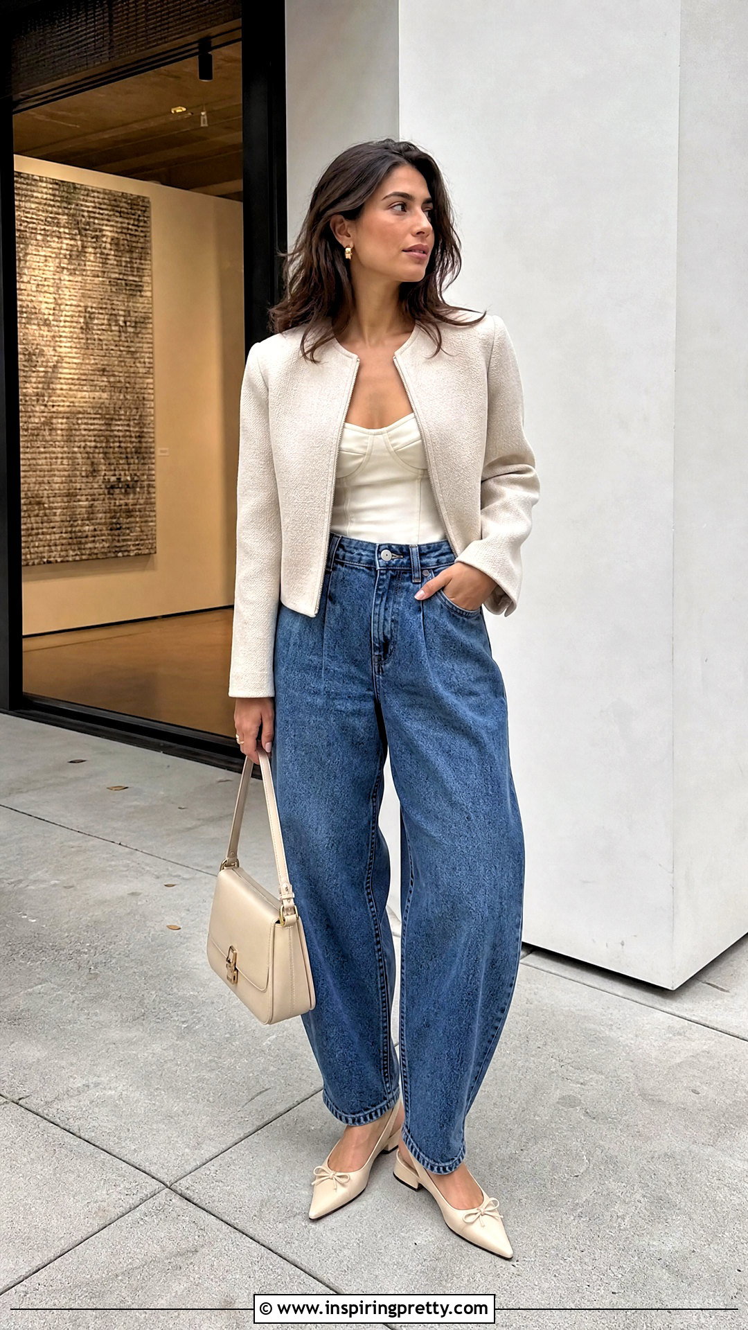Bustier Top With Barrel Jeans - 50 bustier top outfits