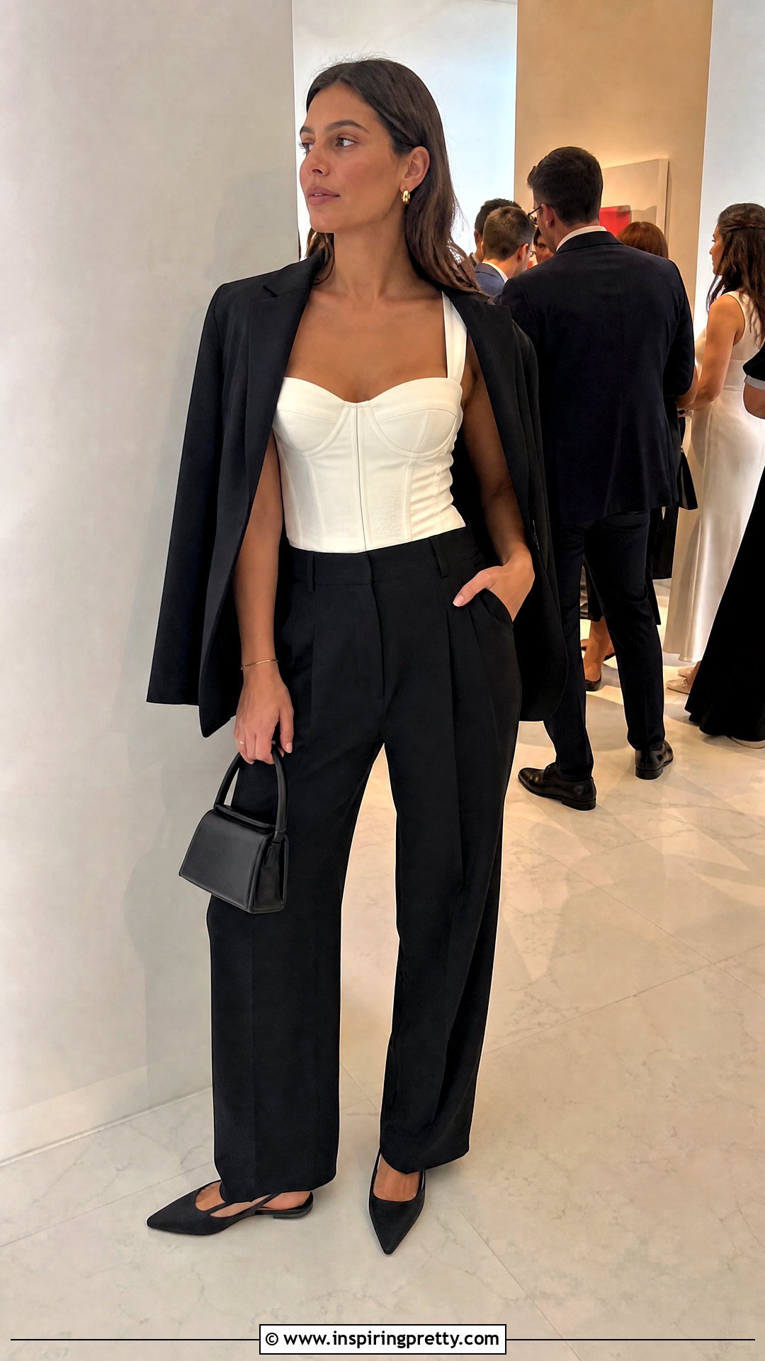 Bustier Top With Tailored Trousers - 50 pinterest tops outfit ideas