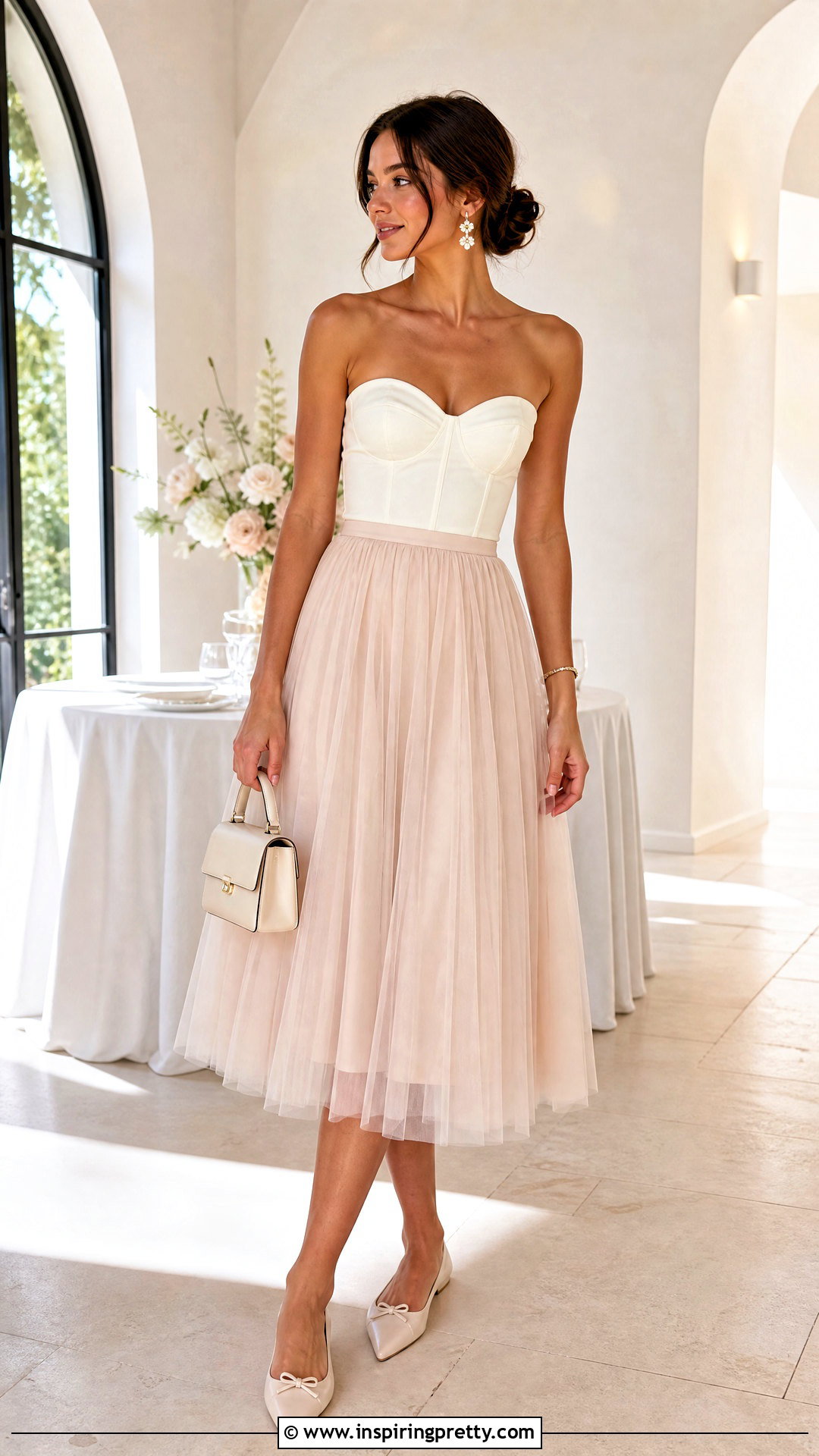 Bustier Top With Tulle Midi Skirt - 50 bustier top outfits