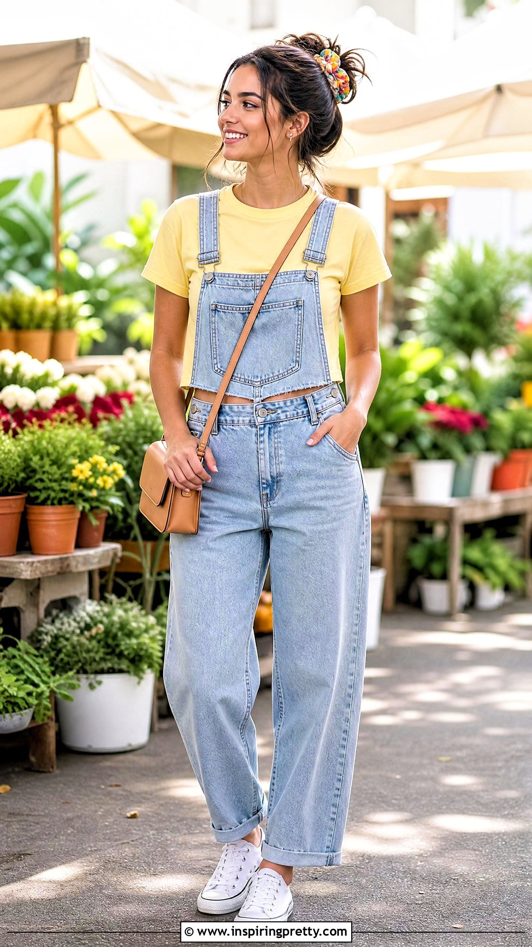 Butter Yellow Pastel Crop Top With Denim Overalls - 20 pastel crop tops collections