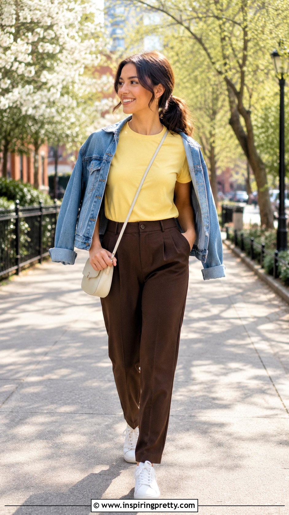 Butter Yellow T Shirt With Brown Pants - what top goes with brown pants (25 ways)