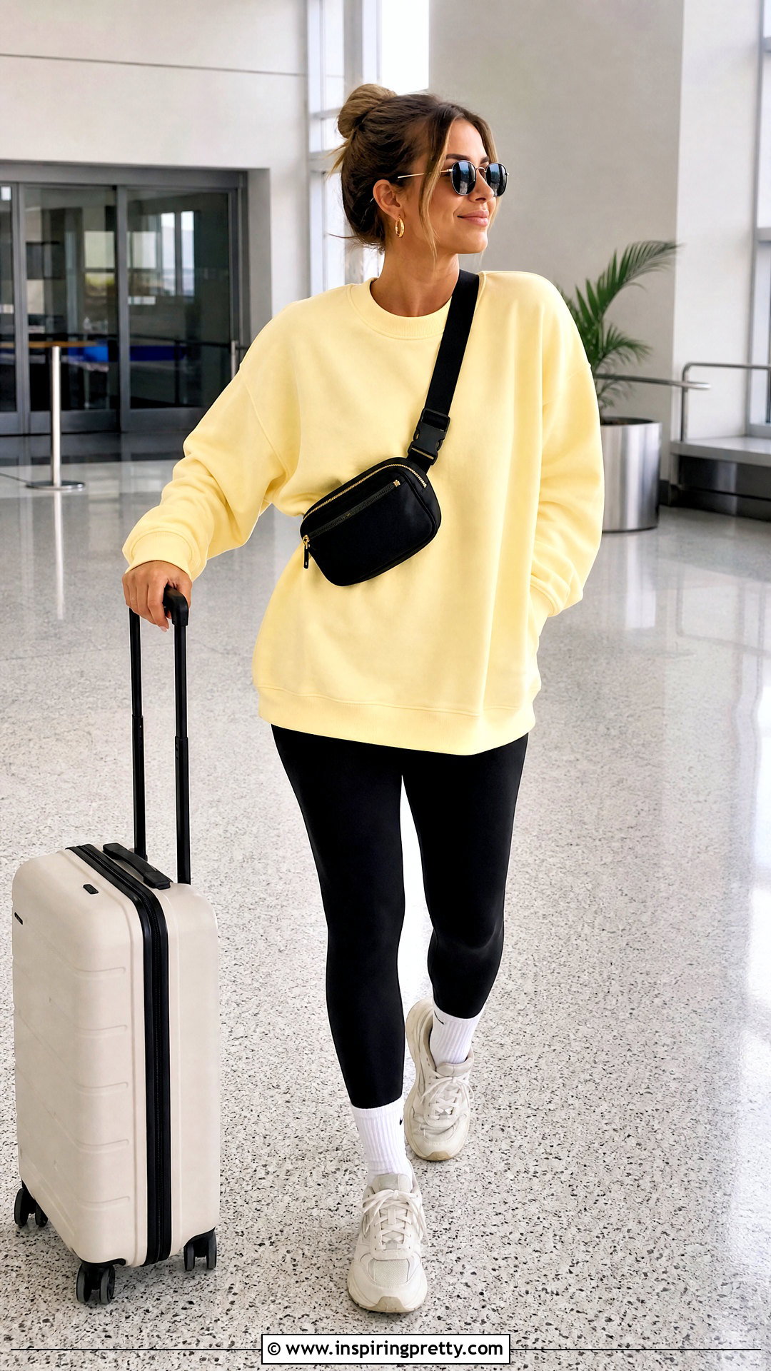 Butter Yellow Top With Black Leggings - 50 butter yellow top outfit ideas