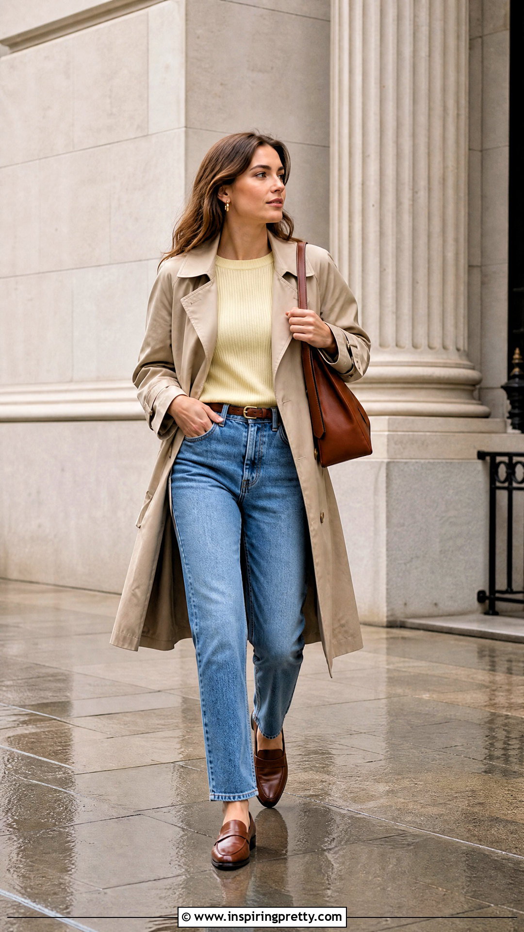 Butter Yellow Top With Trench Coat - 50 butter yellow top outfit ideas