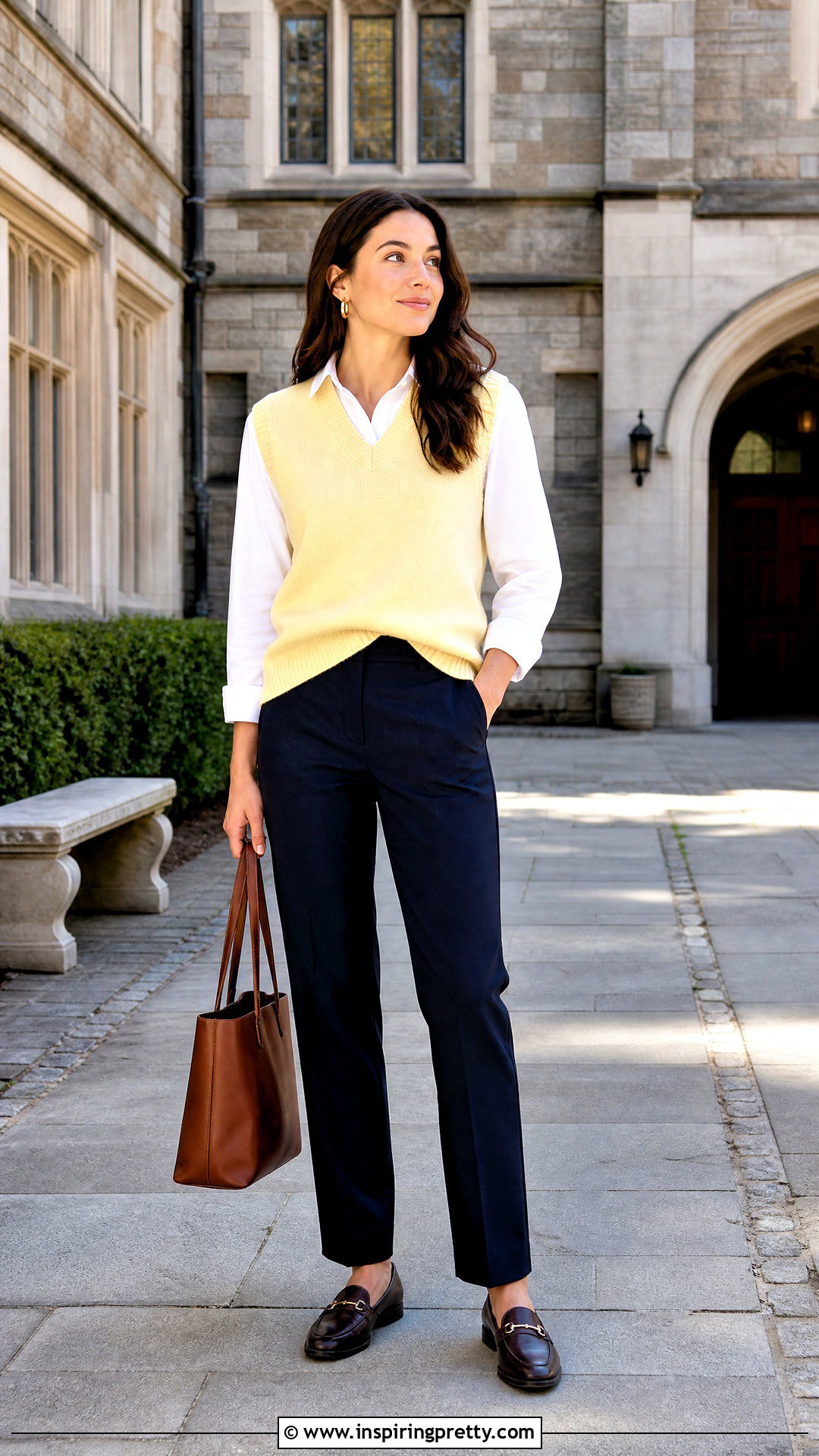 Butter Yellow Vest With White Shirt - 50 butter yellow top outfit ideas