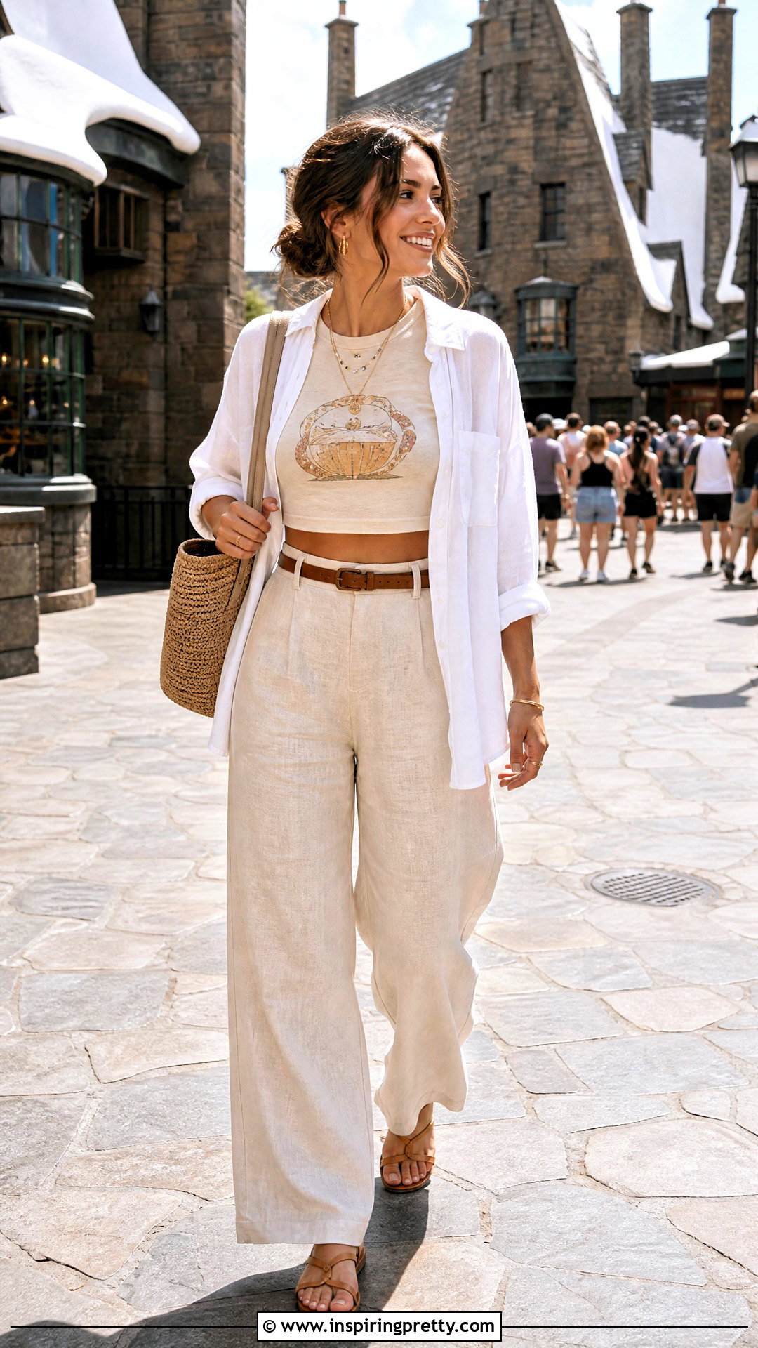 Butterbeer Crop Top With Linen Pants - 20 Harry Potter Crop Top Ideas