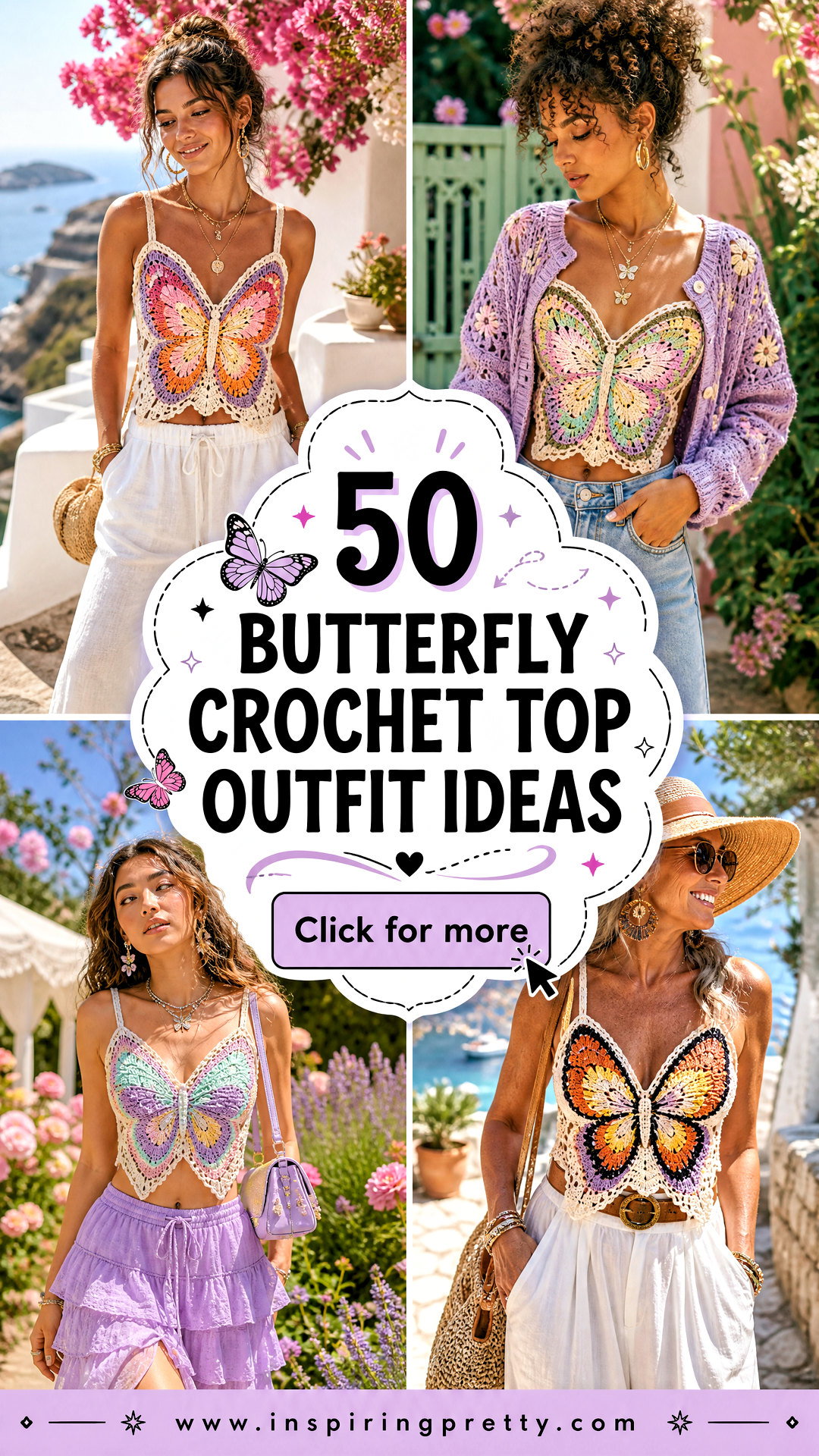 50 Butterfly Crochet Top Outfit Ideas for Dreamy Summer Style - 50 Butterfly Crochet Top Outfit Ideas for Dreamy Summer Style