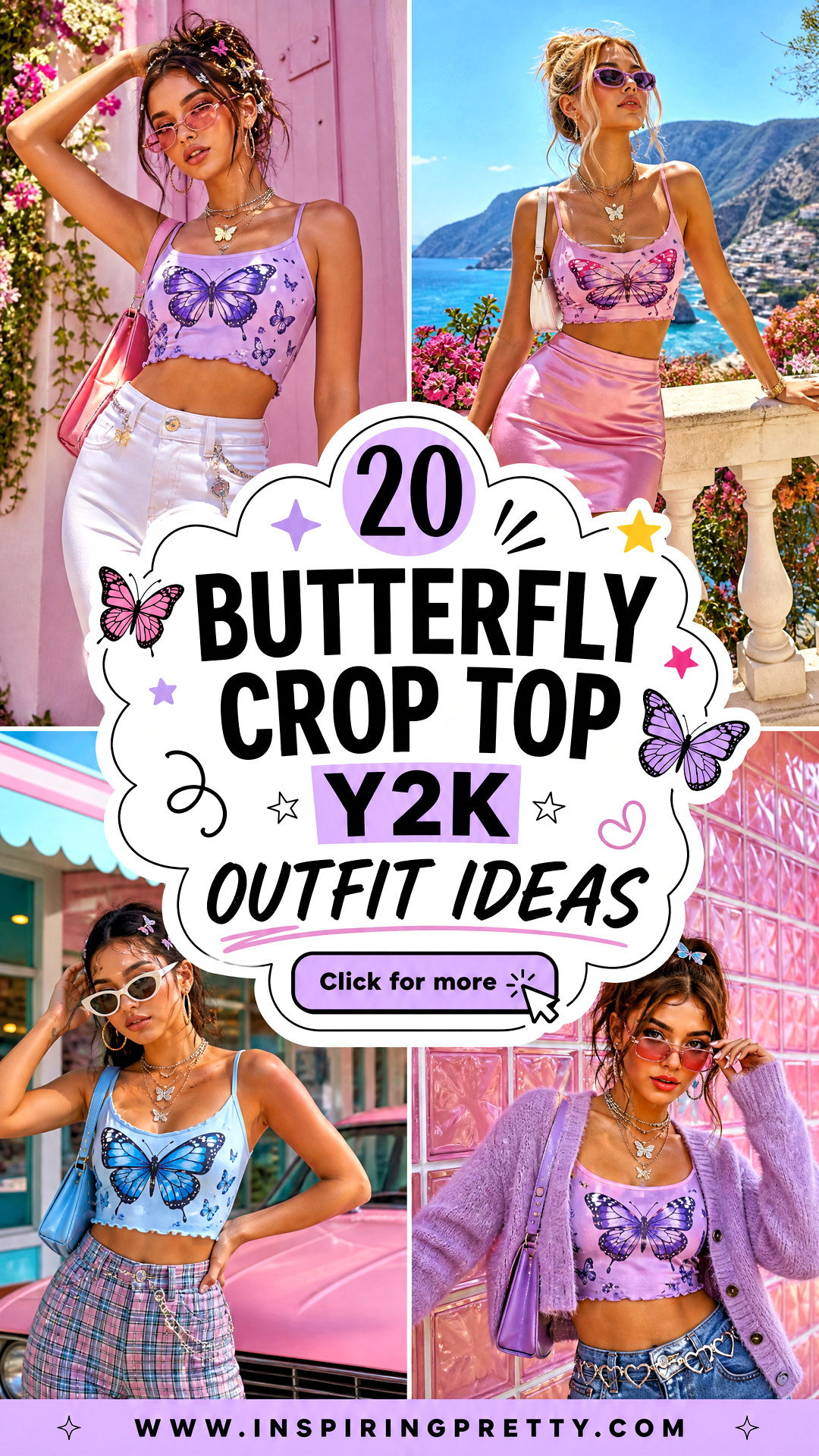 20 Butterfly Crop Top Y2K Outfit Ideas for Retro Summer Style - 20 Butterfly Crop Top Y2K Outfit Ideas for Retro Summer Style