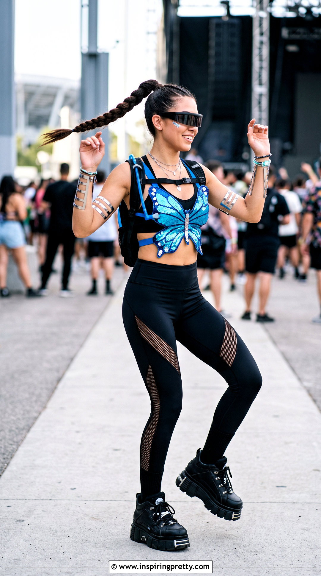 Butterfly Rave Top With Cutout Leggings - 25 butterfly rave top outfit ideas