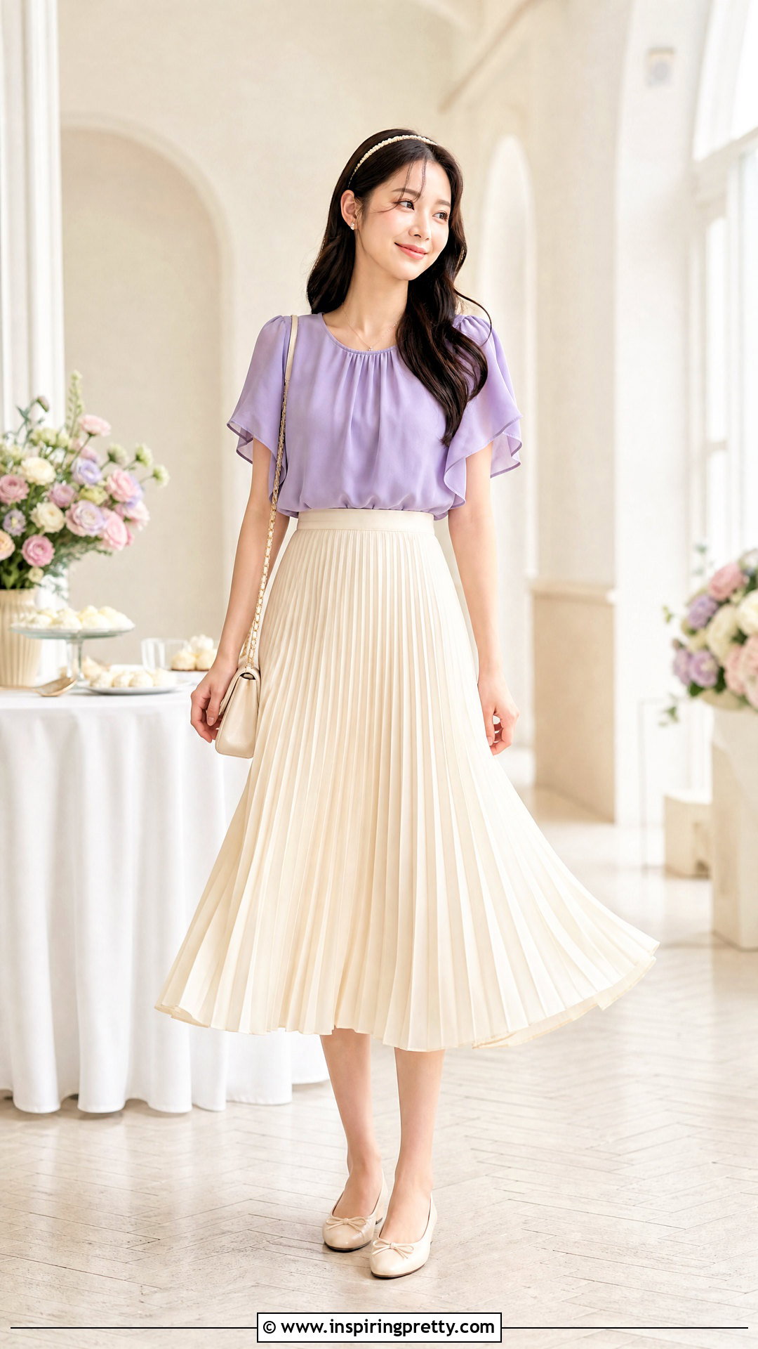 Butterfly Sleeve Top With Midi Skirt - 50 girls top designs
