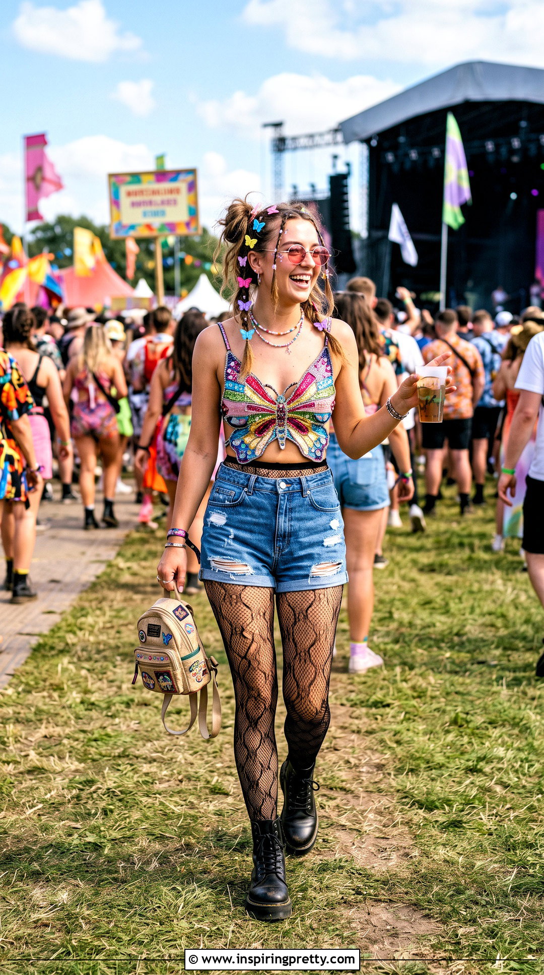 Butterfly Top And Denim Shorts - 20 Tops For Raves