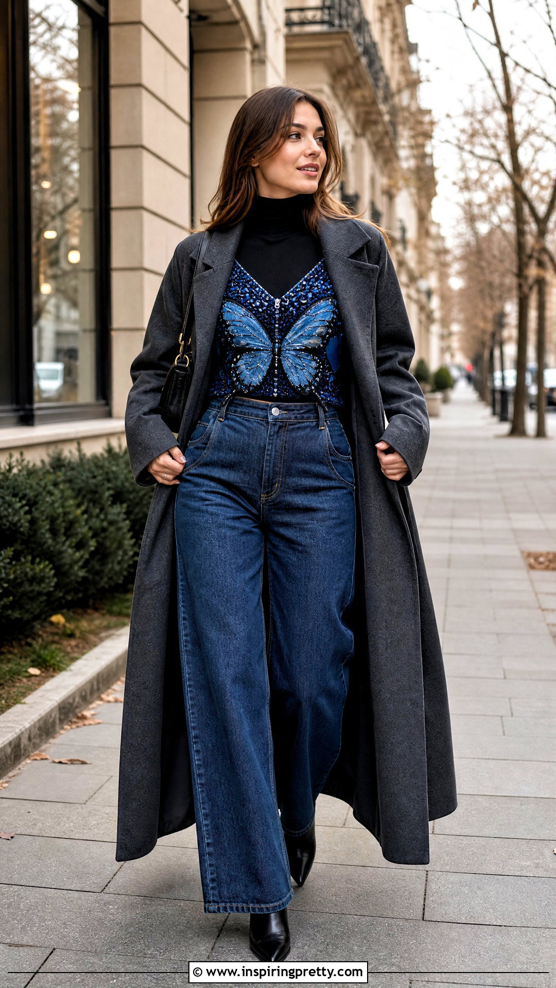 Butterfly Top Over A Turtleneck - 50 butterfly tops outfit ideas