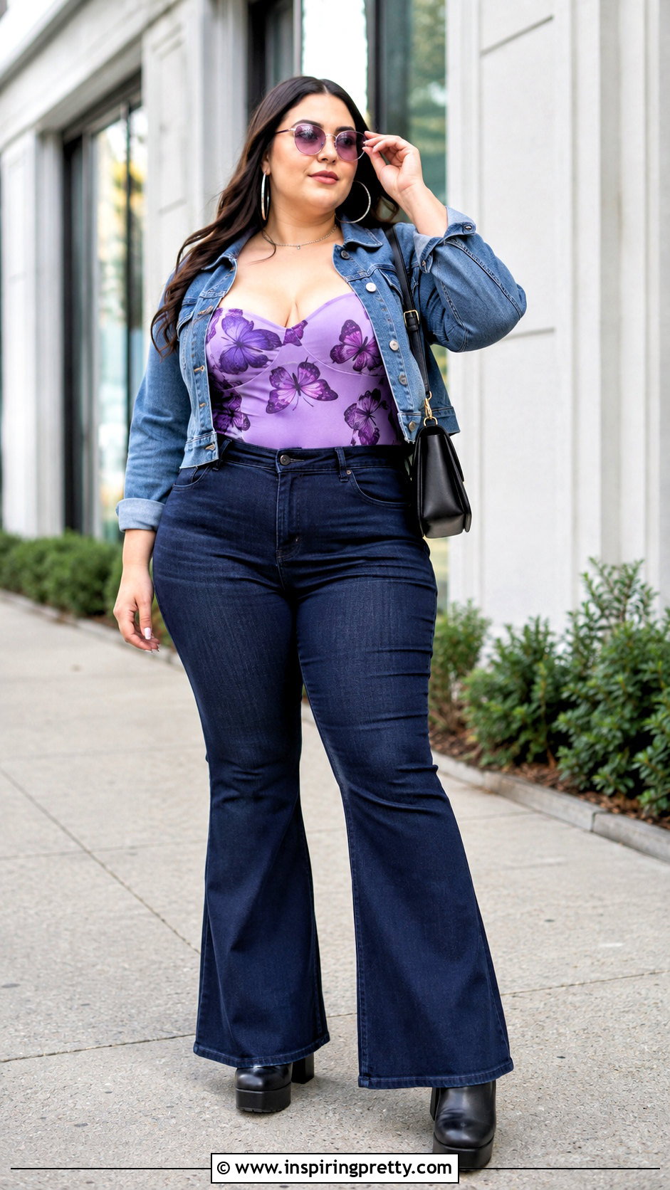 Butterfly Top With High Waisted Flare Jeans - 25 bratz butterfly top outfit ideas
