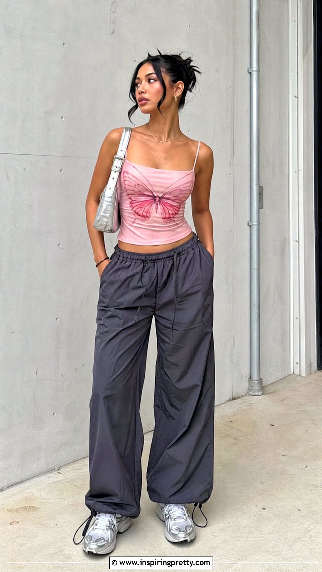 Butterfly Top With Parachute Pants - 50 butterfly top outfit ideas