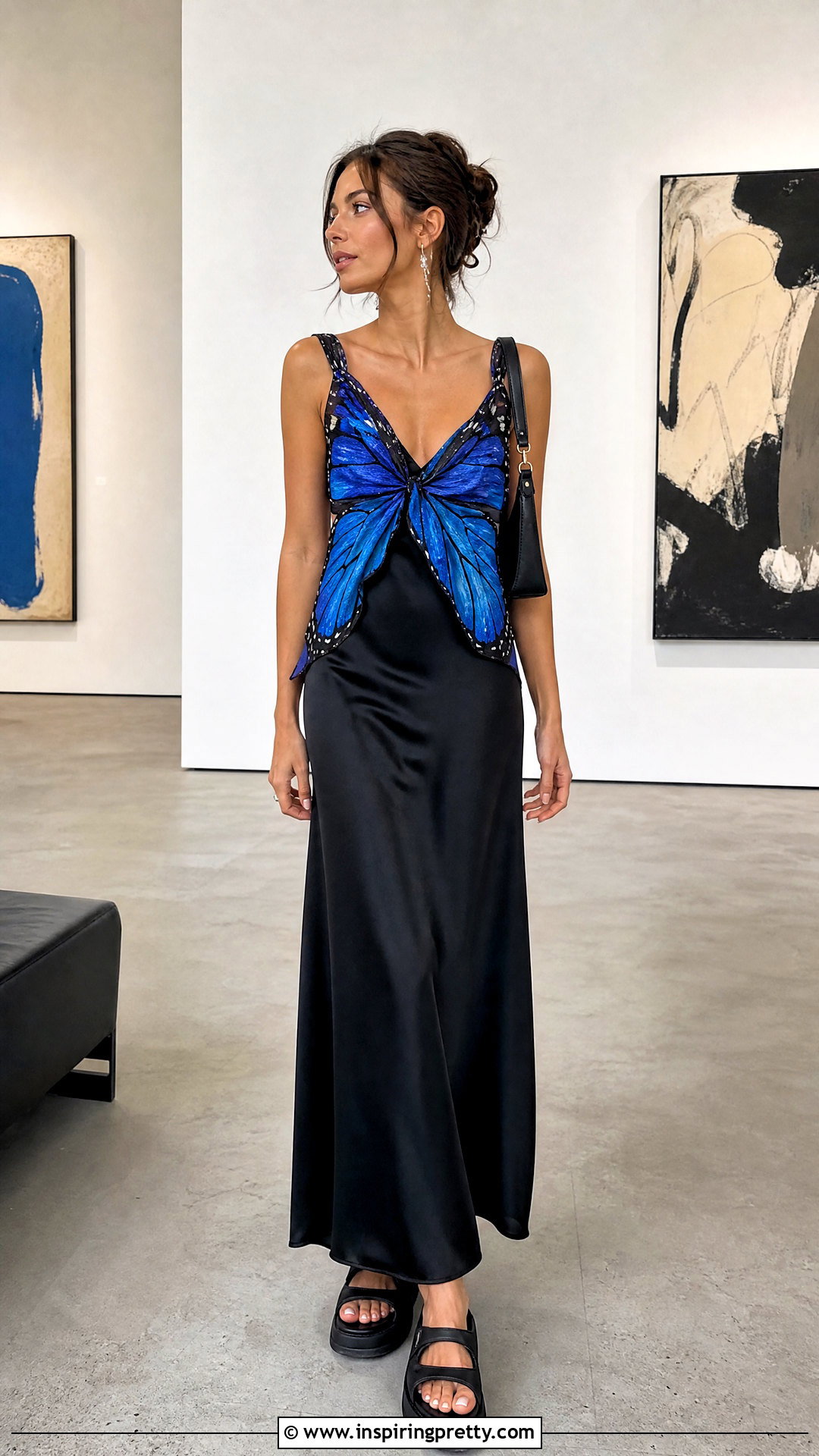 Butterfly Top With Slip Dress - 50 butterfly tops outfit ideas