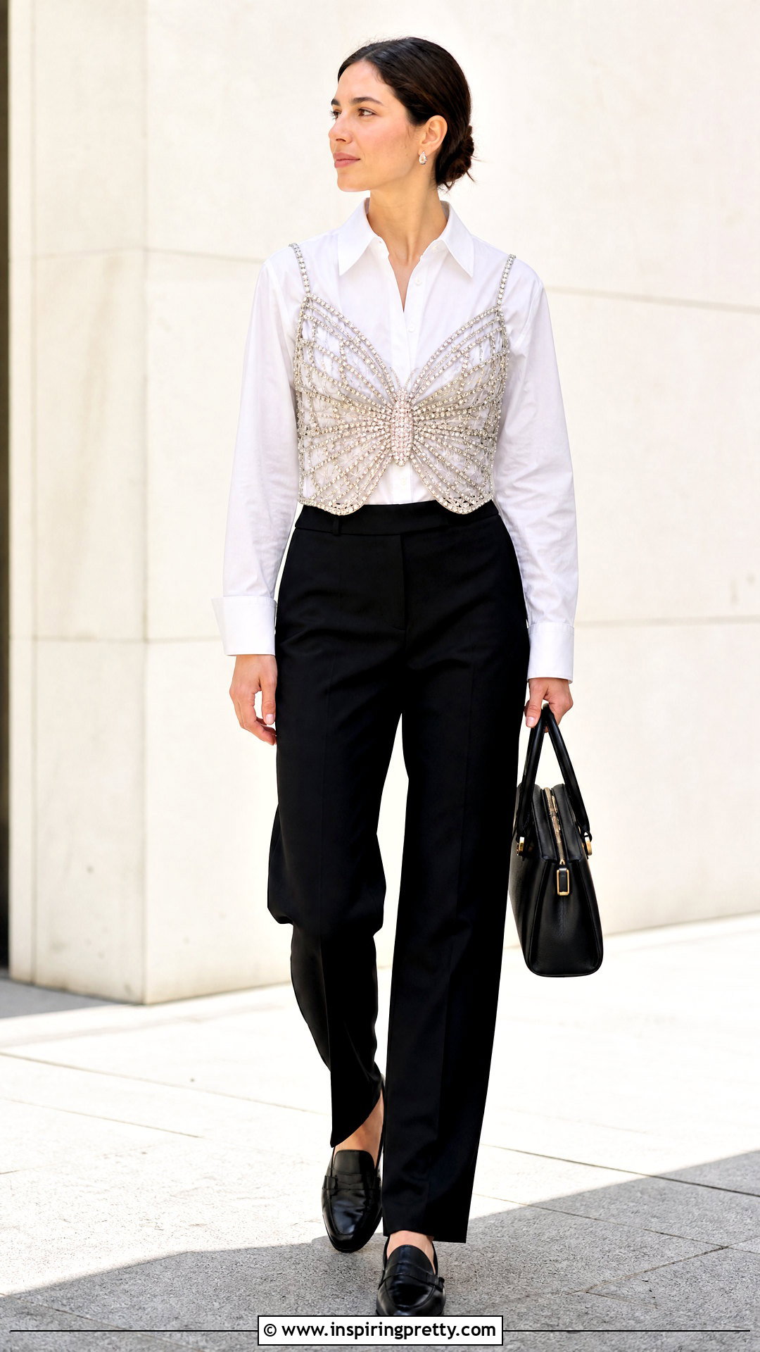 Butterfly Top With White Button Down Shirt - 50 butterfly top outfit ideas