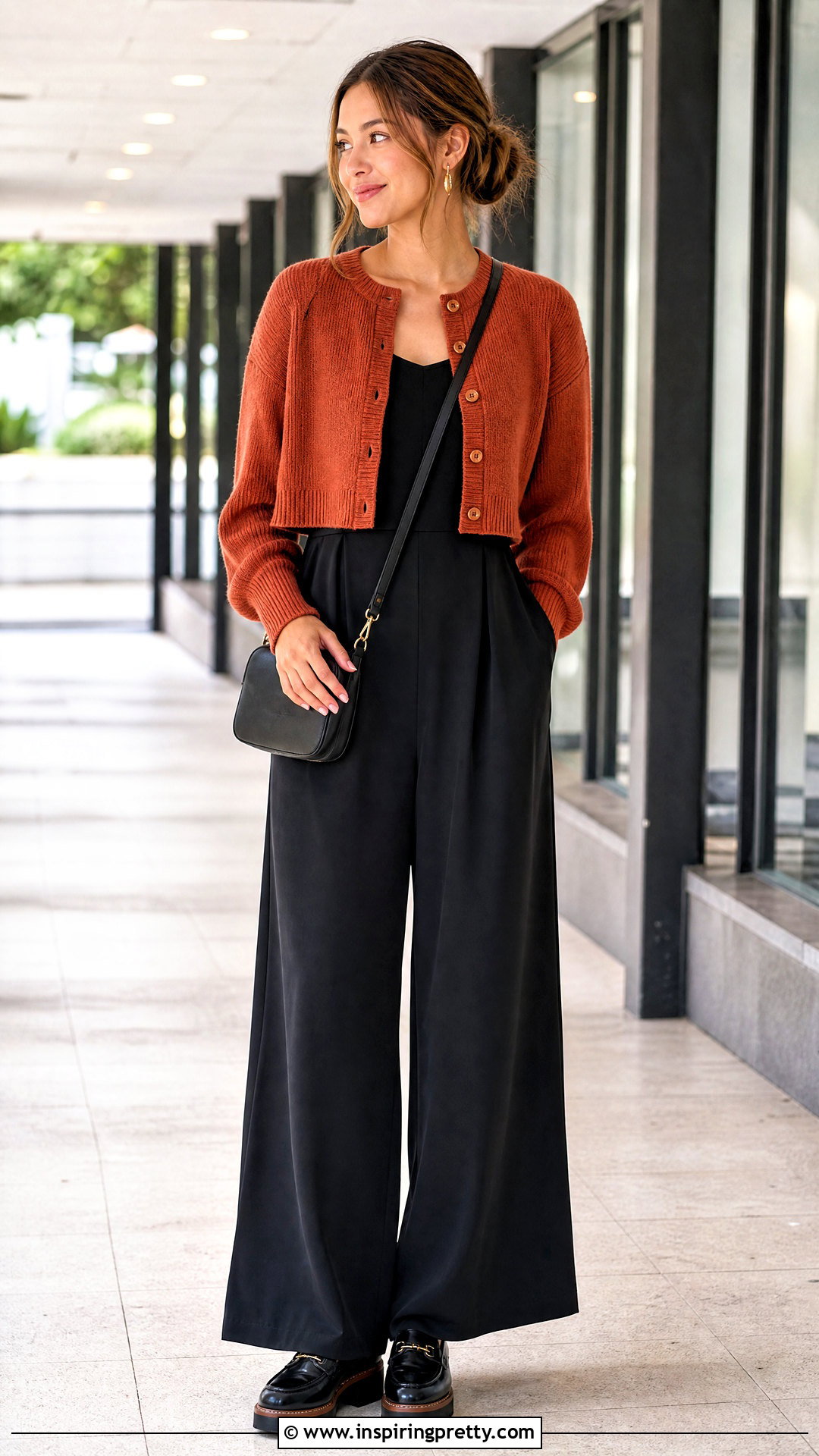 Button Crop Sweater Over A Jumpsuit - 20 Crop Top Sweater With Buttons