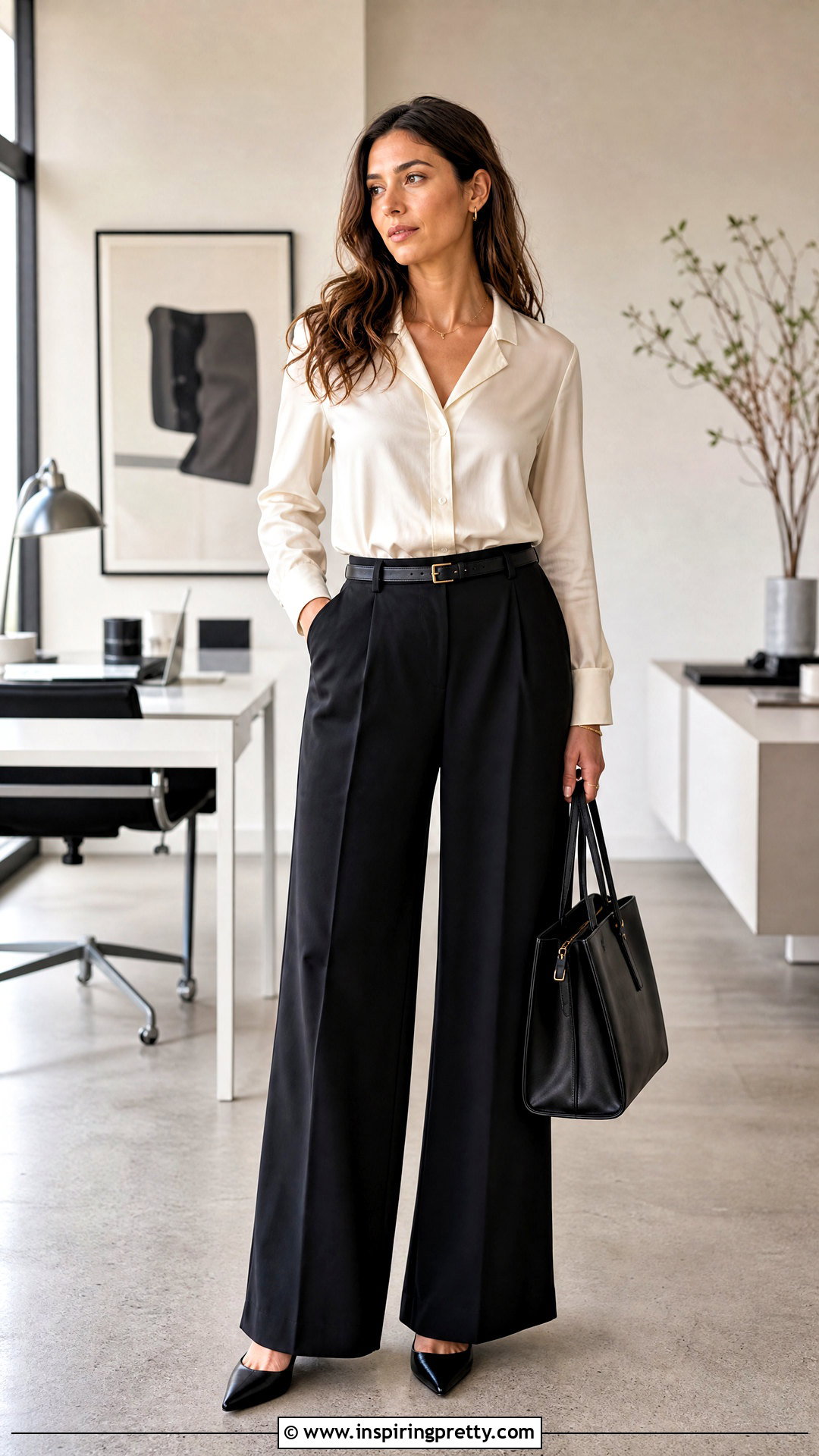 Button Down Pajama Top With Wide Leg Trousers - 20 button down pajama top outfit ideas