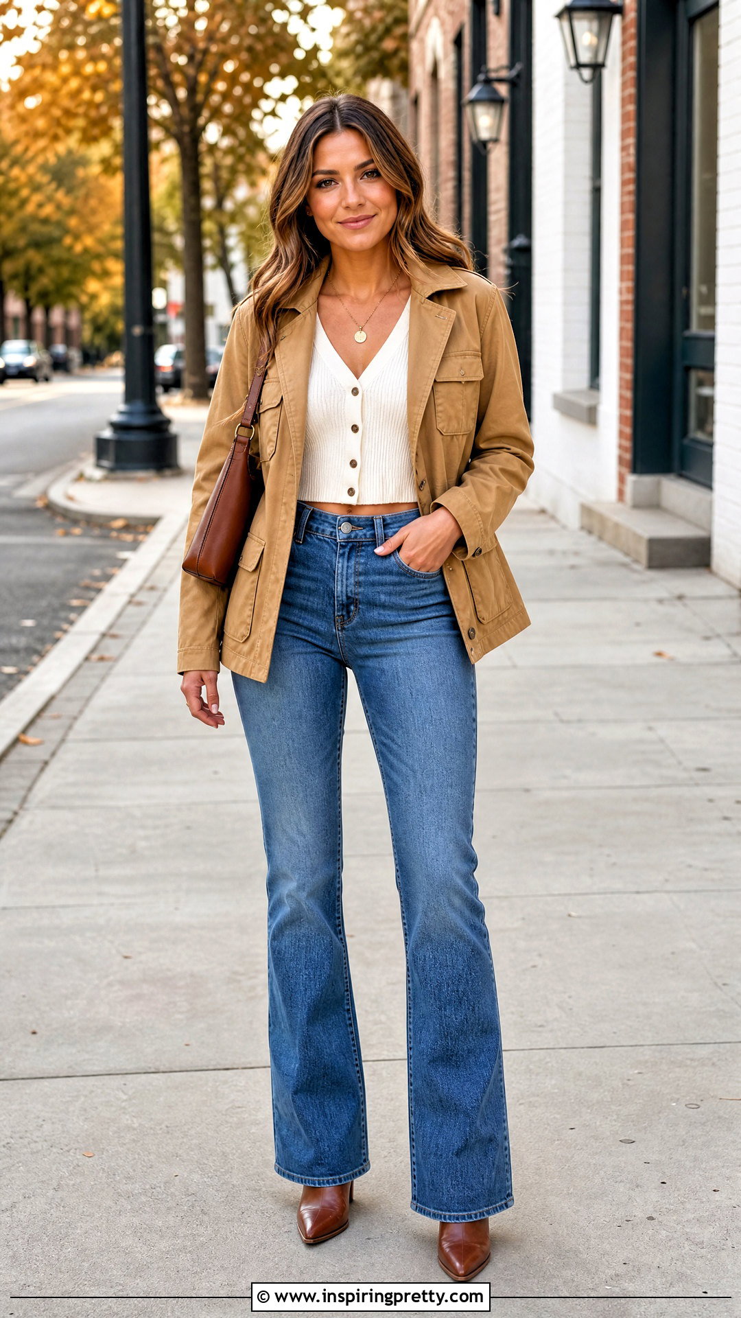 Button Front Crop Top And Bootcut Jeans - 20 womens crop top and jeans