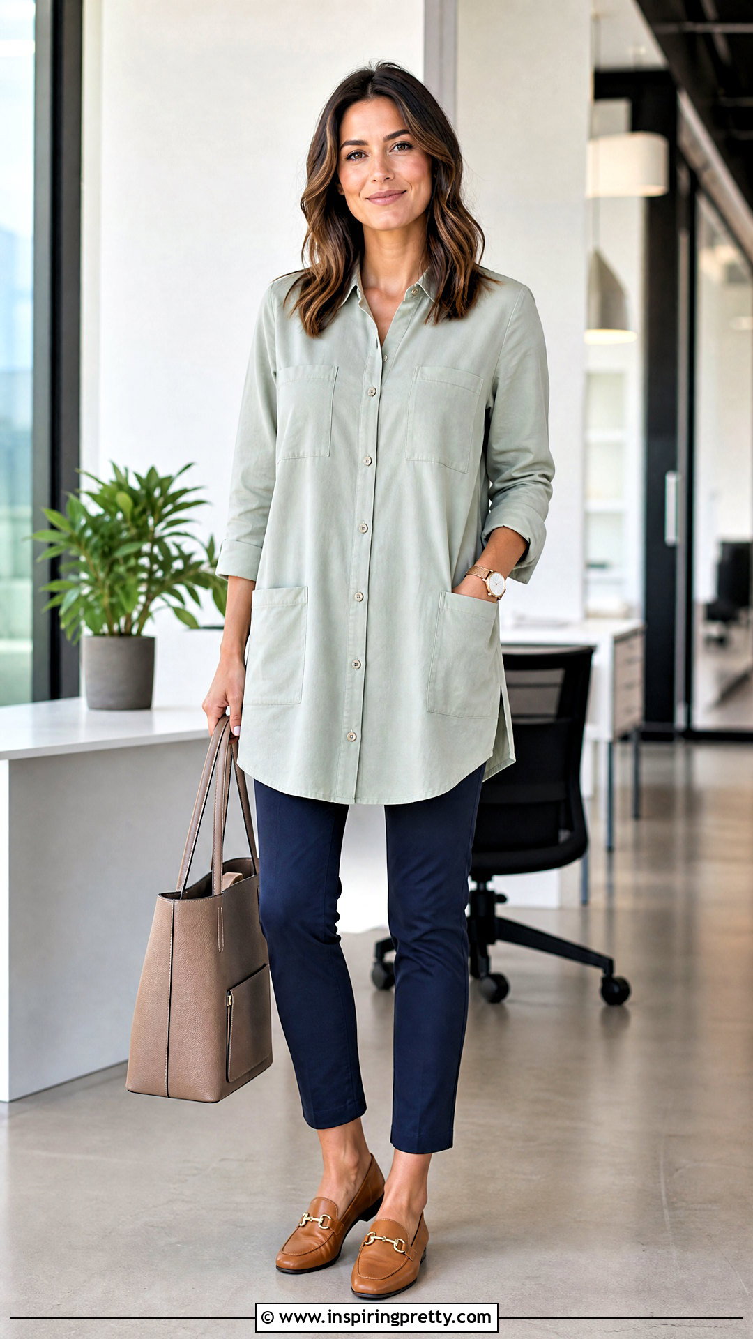 Button Front Tunic Top With Pockets And Ankle Pants - 20 tunic tops with pockets