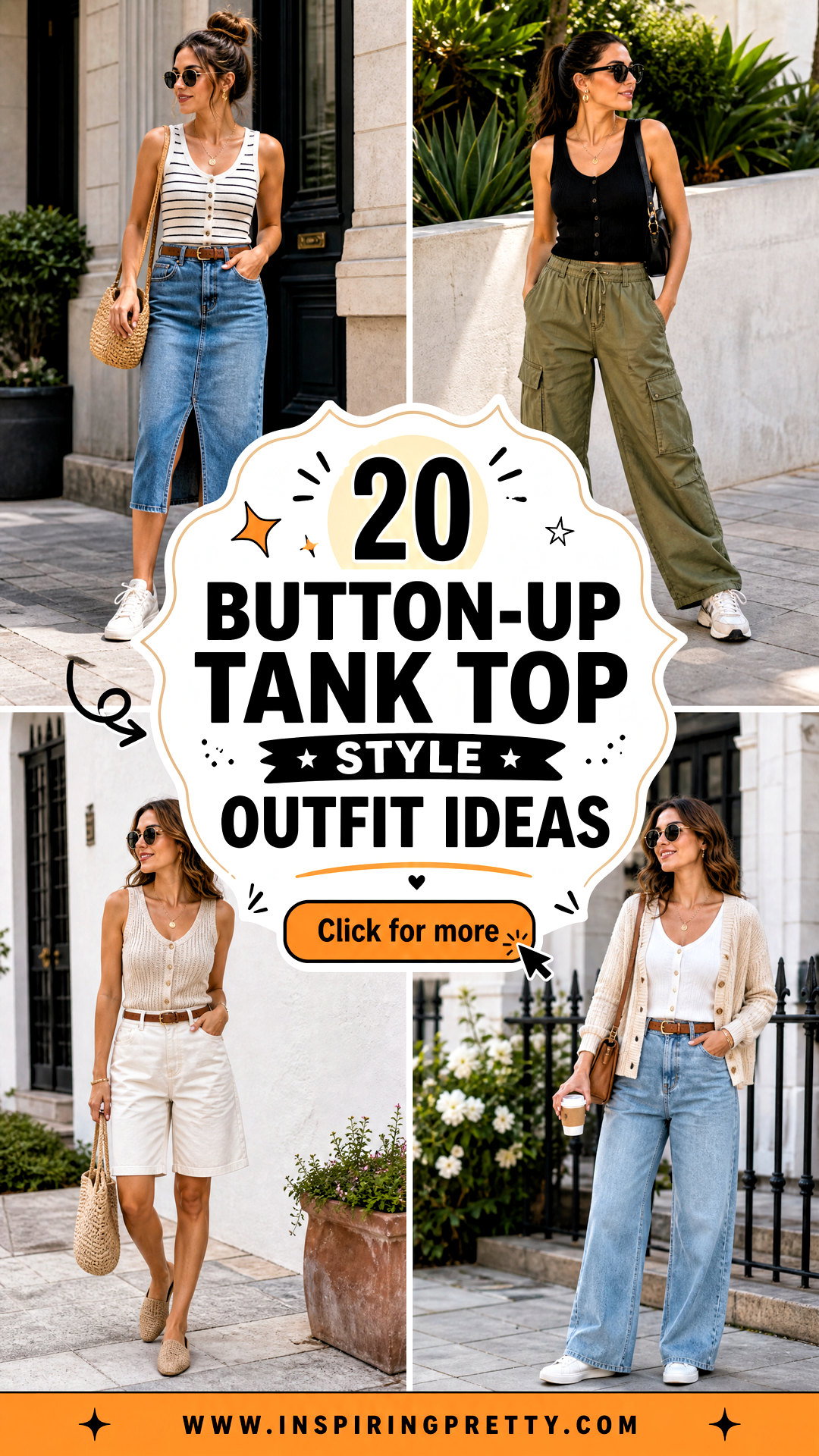 20 Button-Up Tank Top Style Outfit Ideas for Sunny Days - 20 Button-Up Tank Top Style Outfit Ideas for Sunny Days